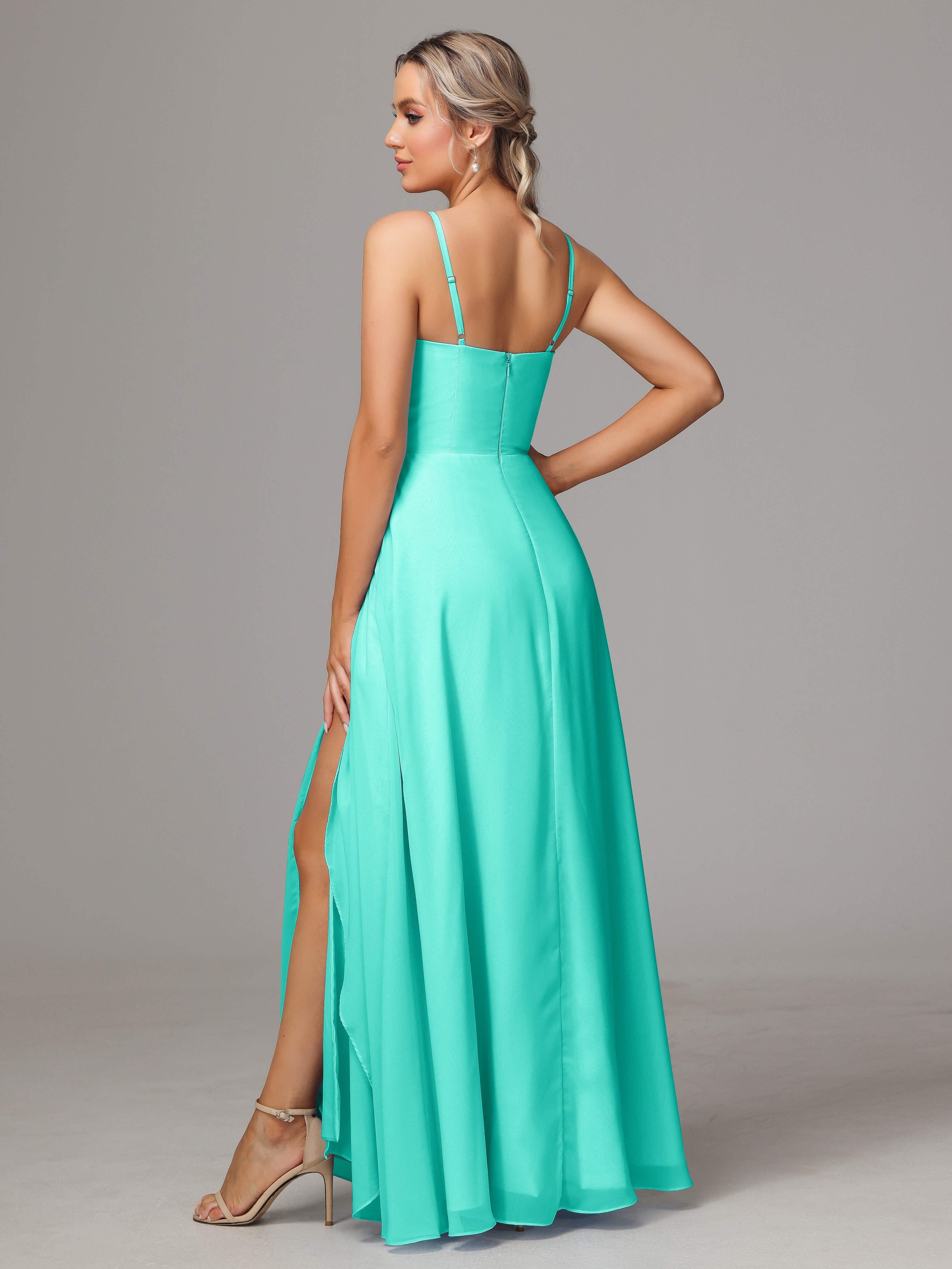Spaghetti Straps Chiffon Bridesmaid Dress With Pockets