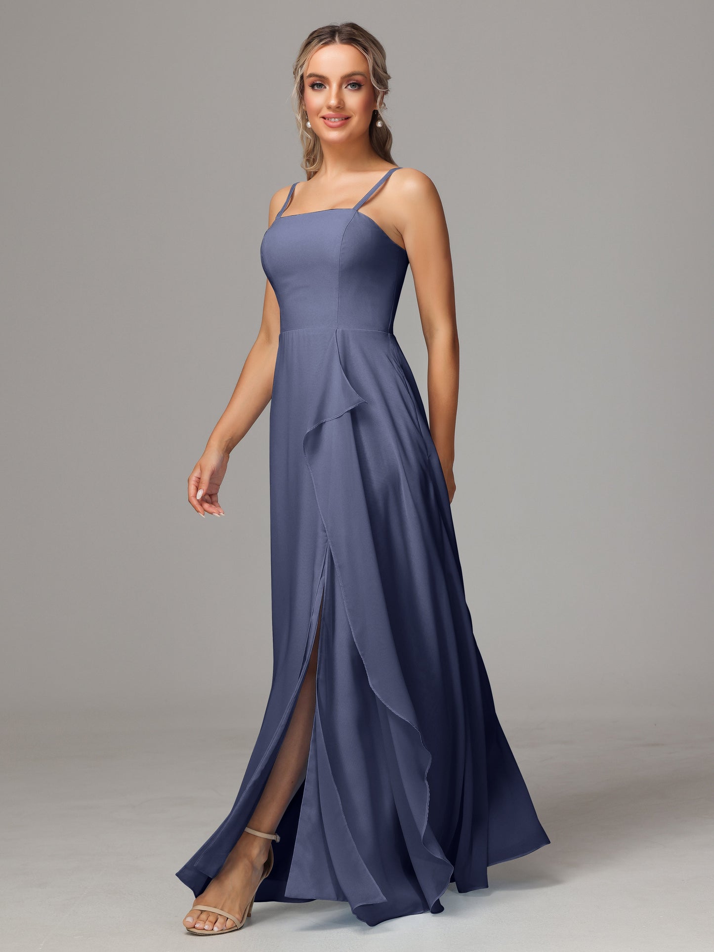 Spaghetti Straps Chiffon Bridesmaid Dress With Pockets