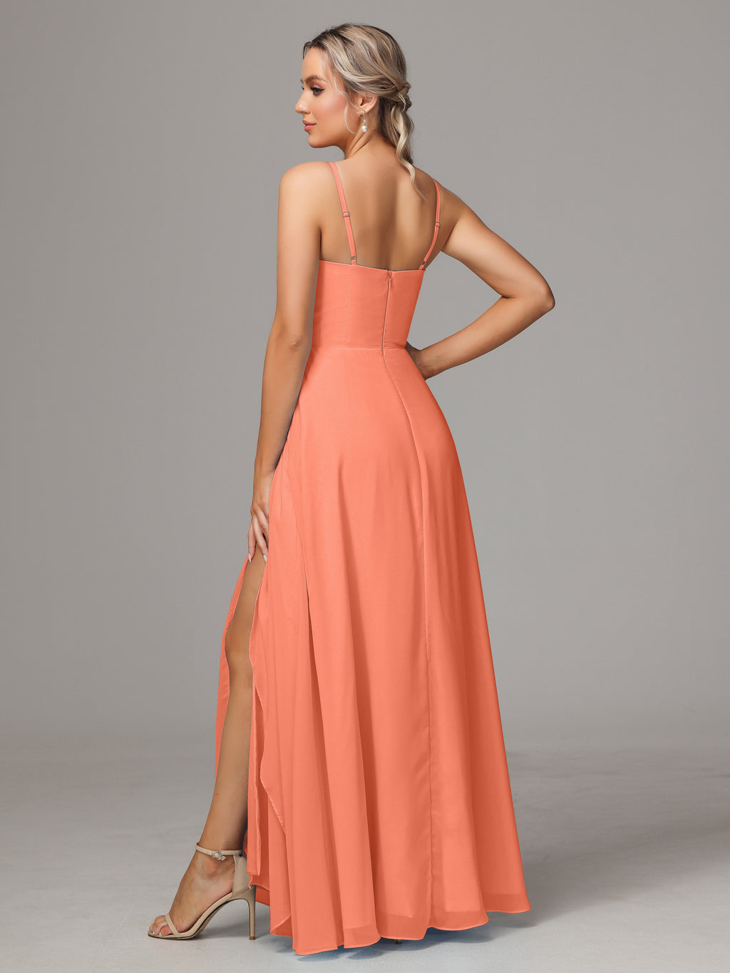 Spaghetti Straps Chiffon Bridesmaid Dress With Pockets