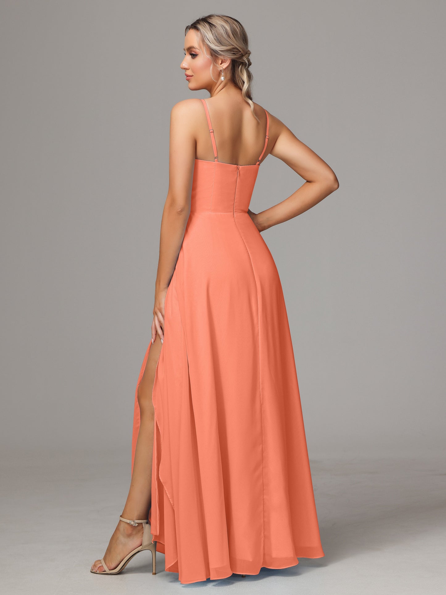 Spaghetti Straps Chiffon Bridesmaid Dress With Pockets