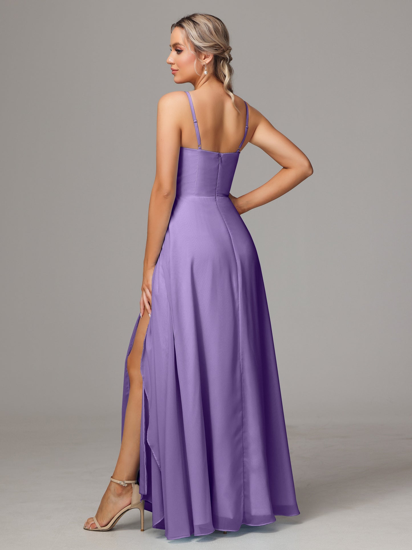 Spaghetti Straps Chiffon Bridesmaid Dress With Pockets