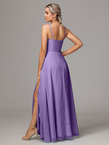 Spaghetti Straps Chiffon Bridesmaid Dress With Pockets