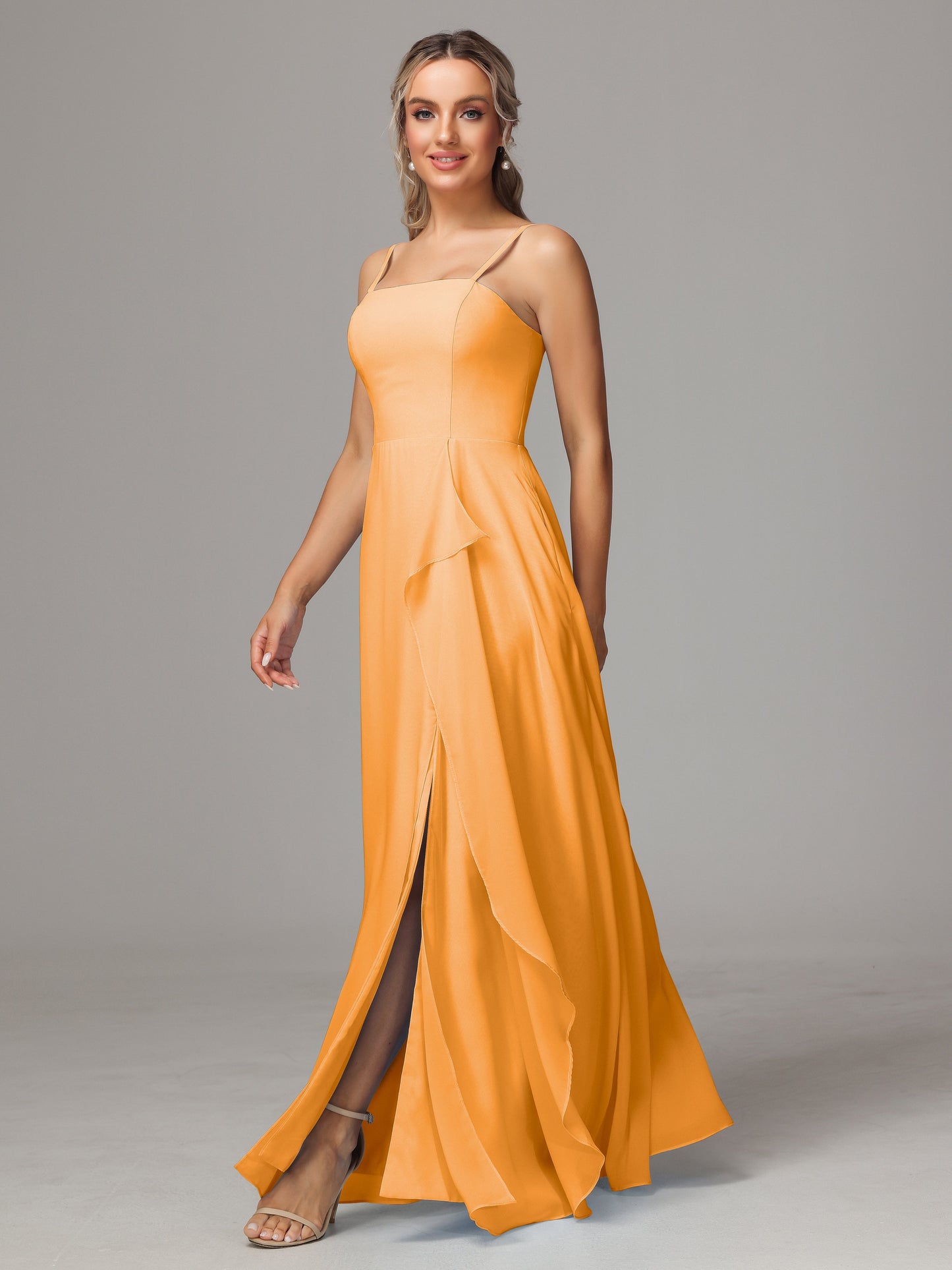 Spaghetti Straps Chiffon Bridesmaid Dress With Pockets