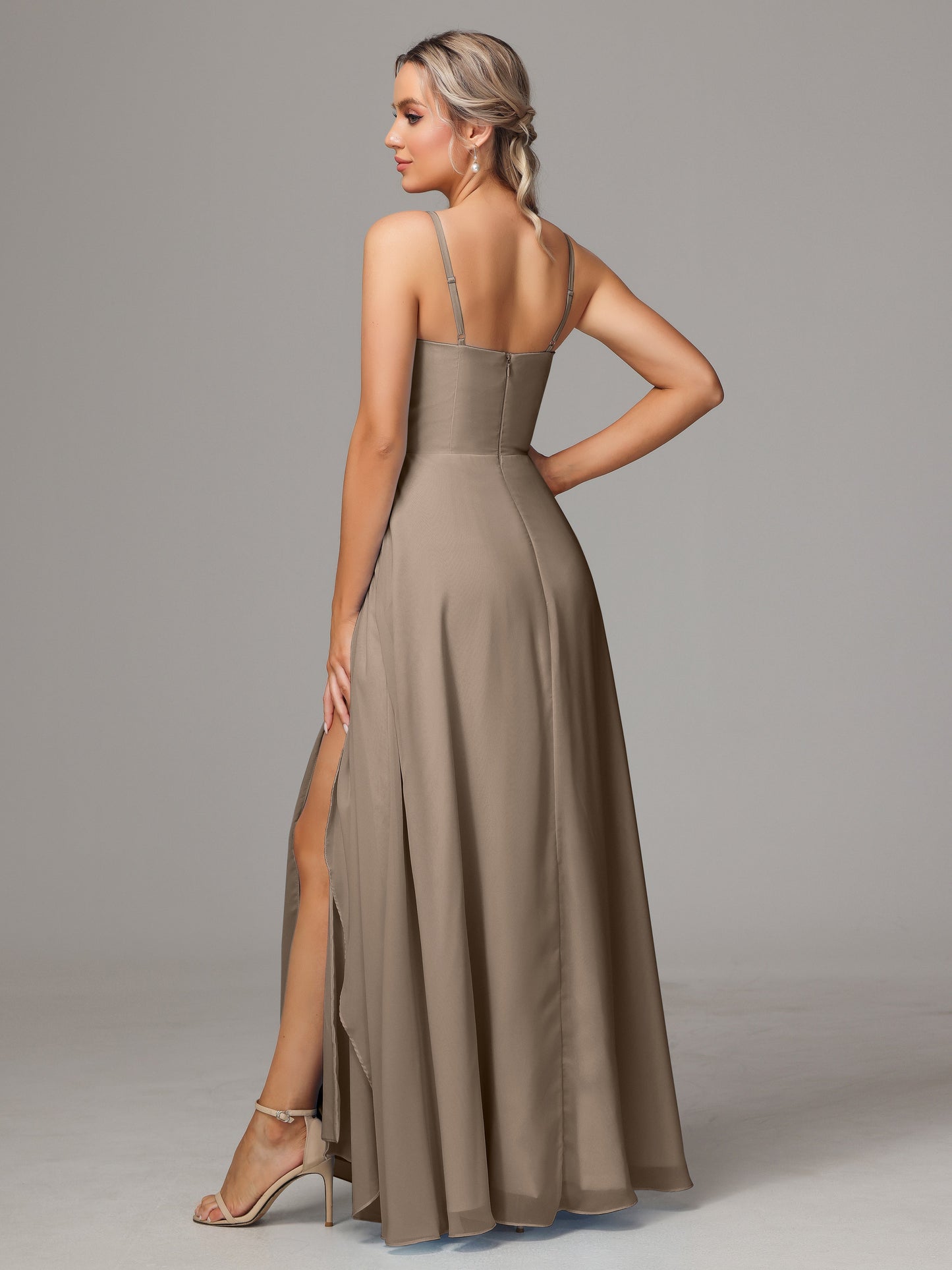 Spaghetti Straps Chiffon Bridesmaid Dress With Pockets