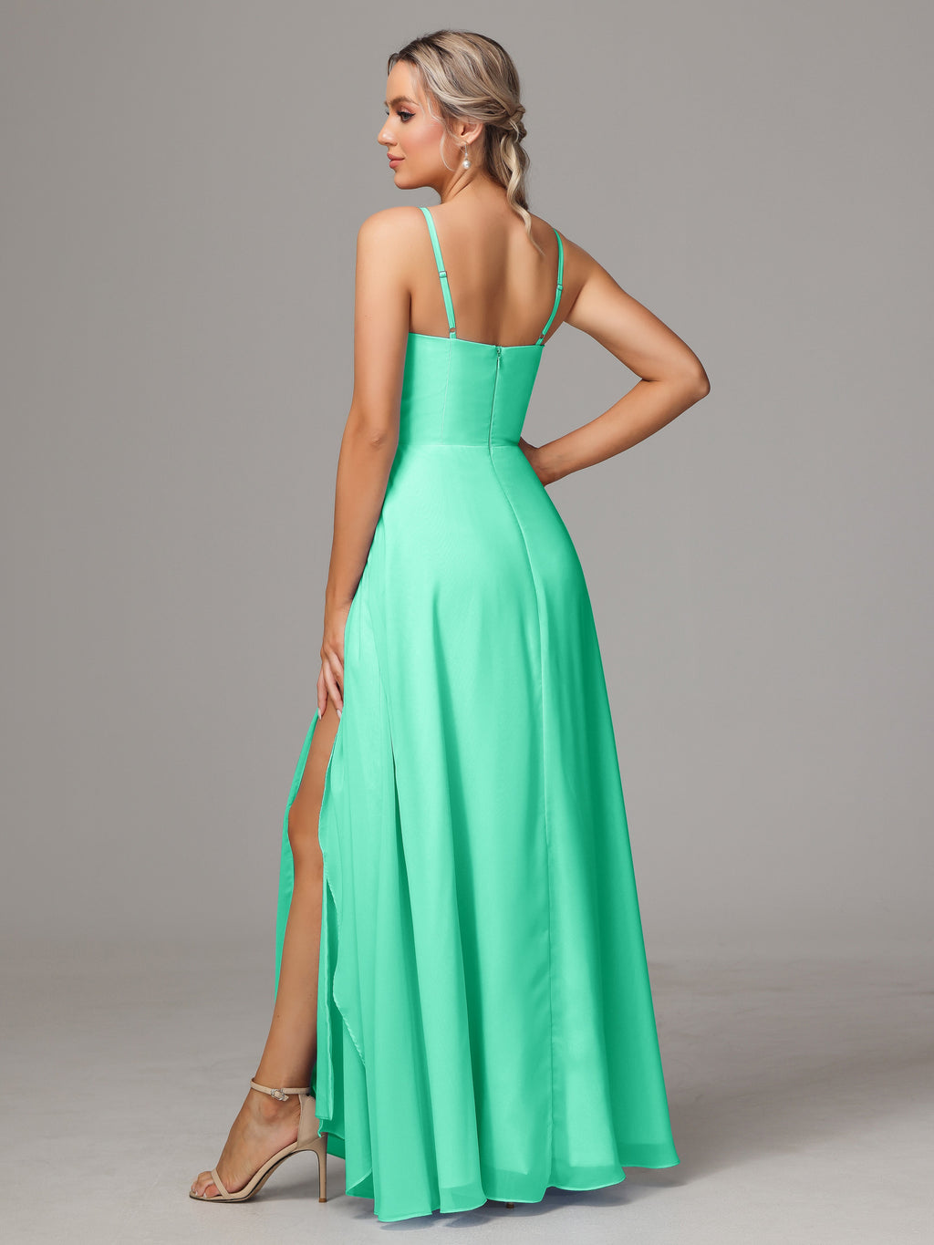 Spaghetti Straps Chiffon Bridesmaid Dress With Pockets