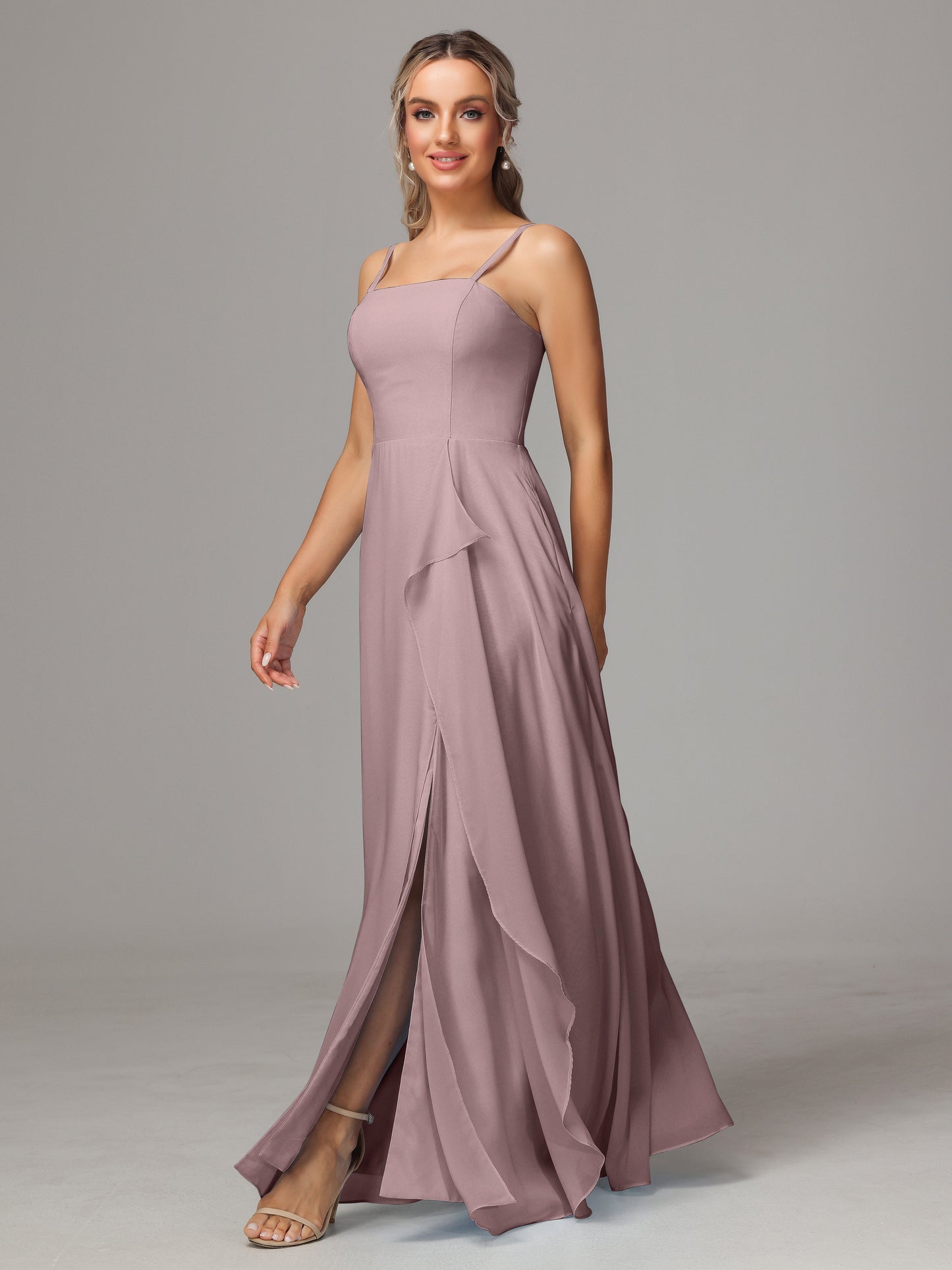 Spaghetti Straps Chiffon Bridesmaid Dress With Pockets
