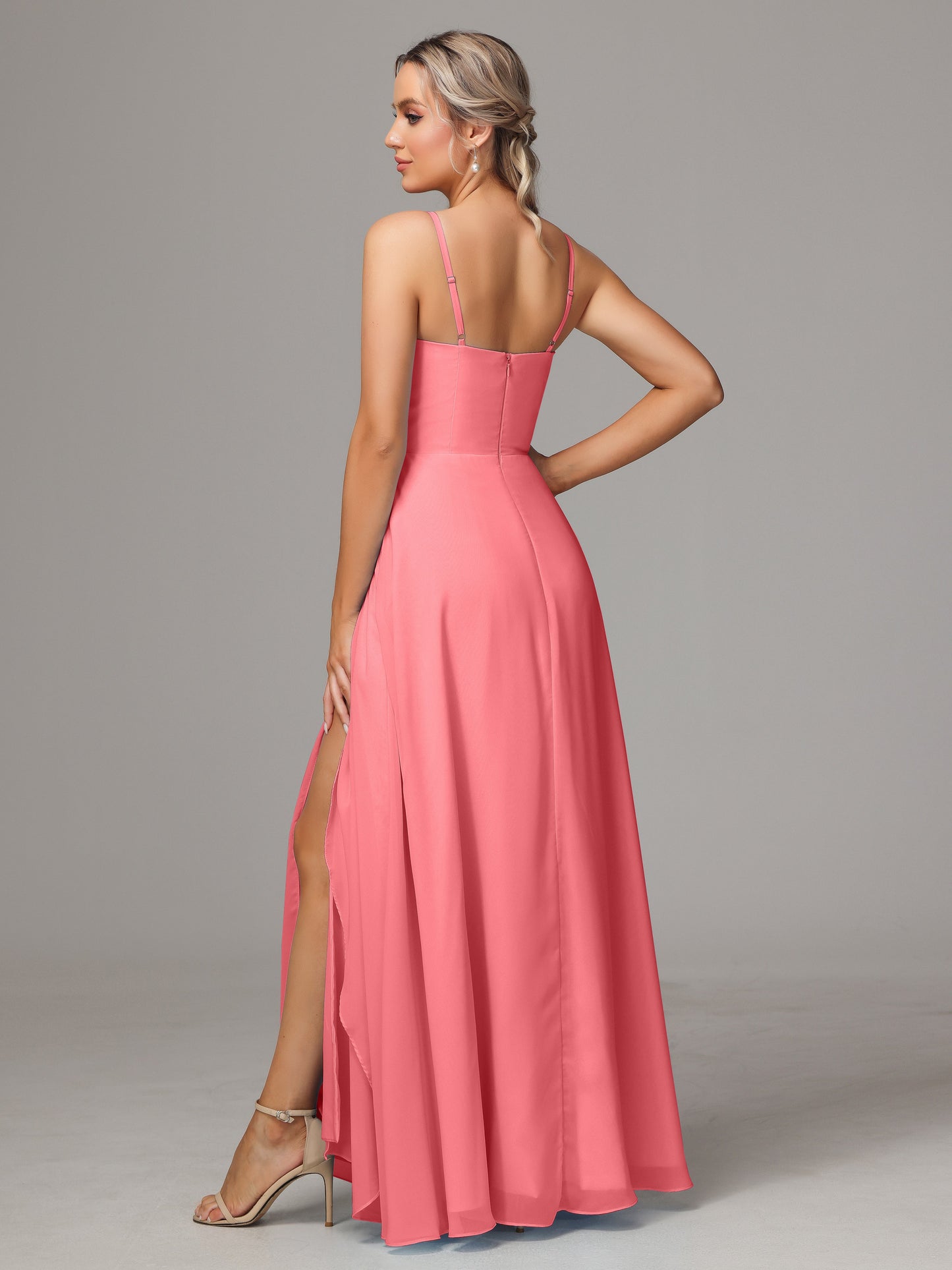 Spaghetti Straps Chiffon Bridesmaid Dress With Pockets