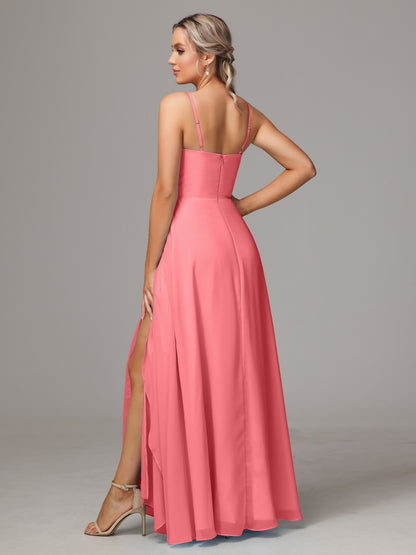 Spaghetti Straps Chiffon Bridesmaid Dress With Pockets