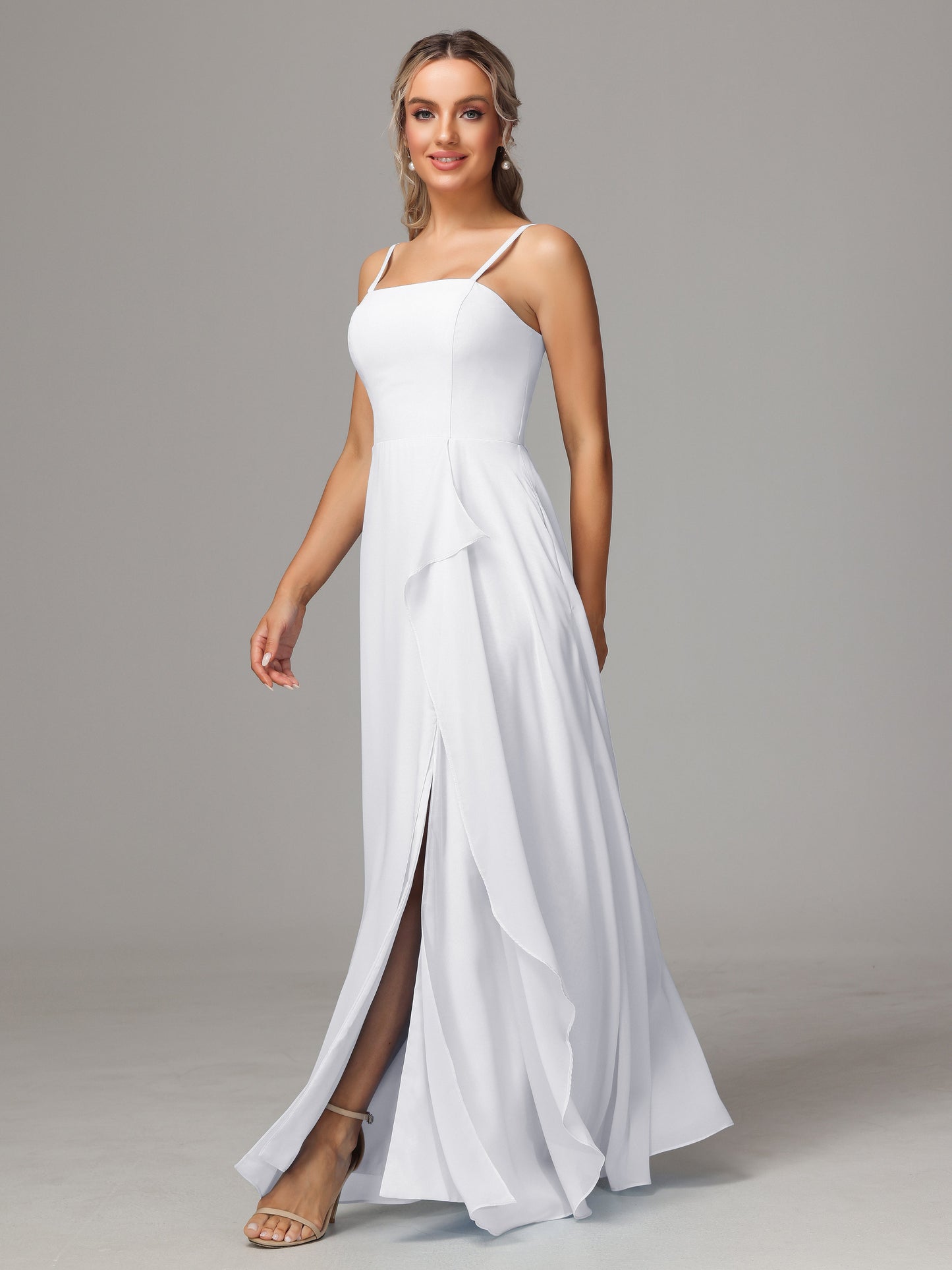 Spaghetti Straps Chiffon Bridesmaid Dress With Pockets