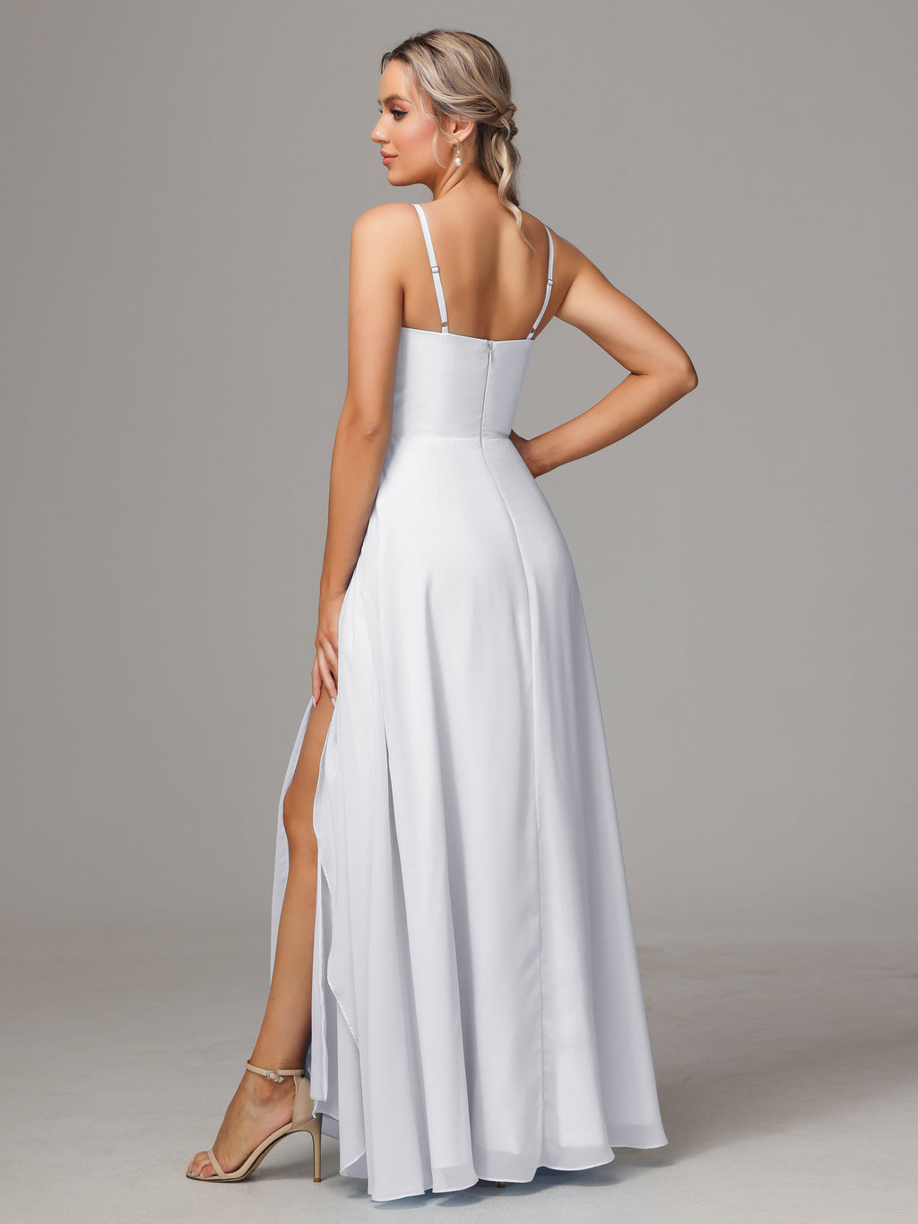 Spaghetti Straps Chiffon Bridesmaid Dress With Pockets