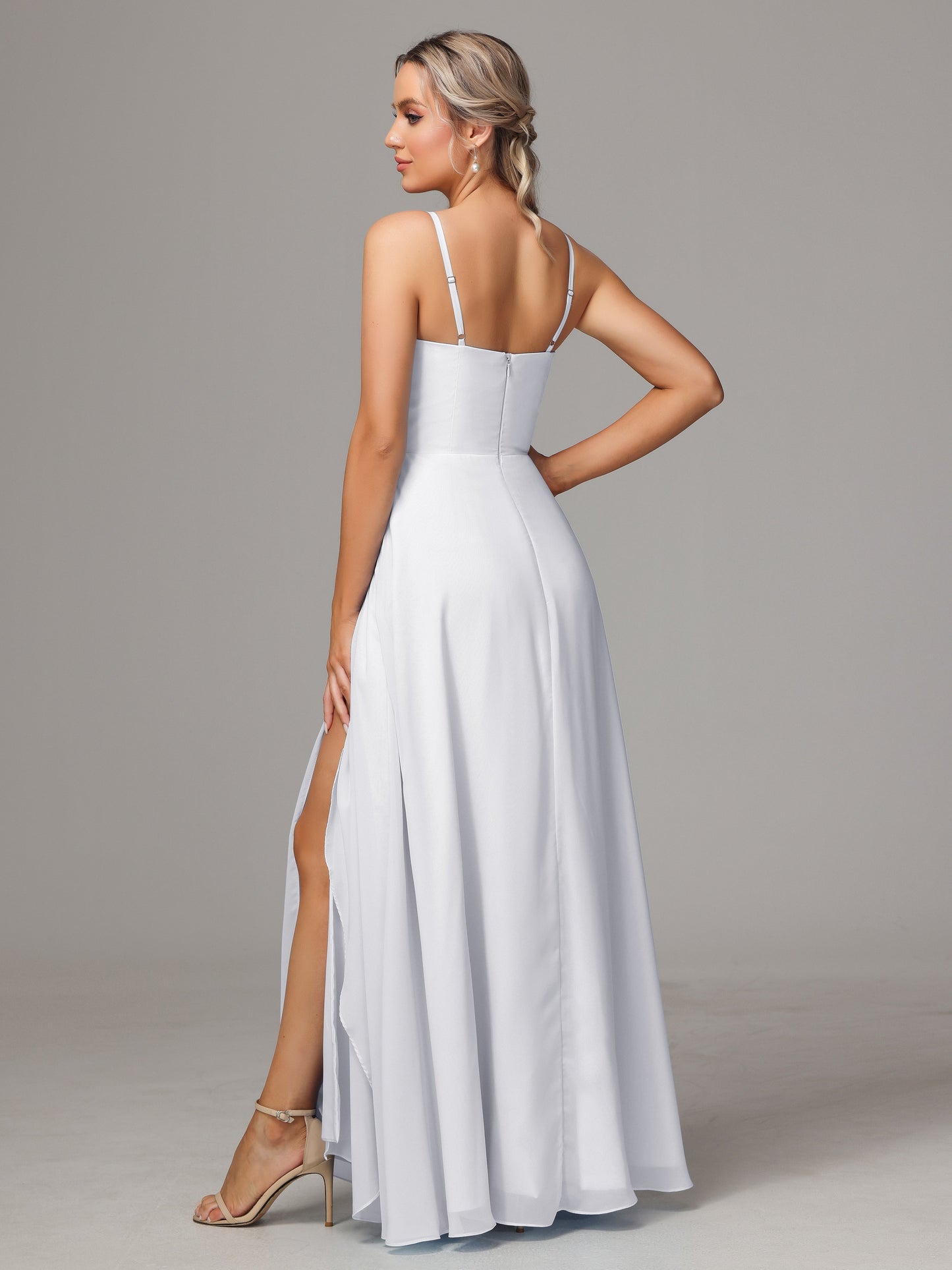 Spaghetti Straps Chiffon Bridesmaid Dress With Pockets
