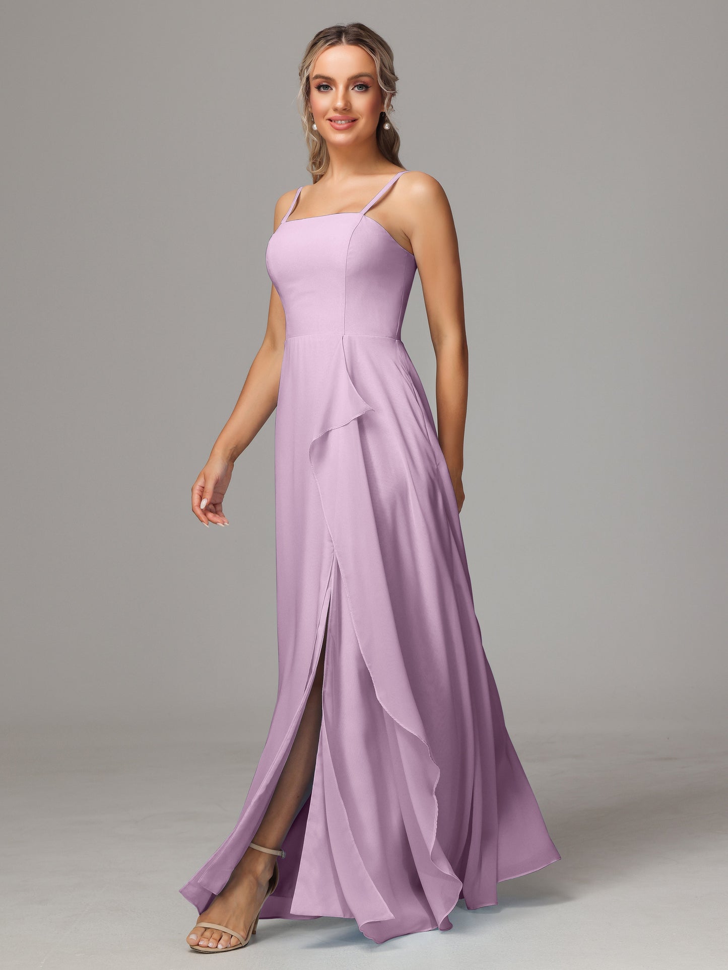 Spaghetti Straps Chiffon Bridesmaid Dress With Pockets