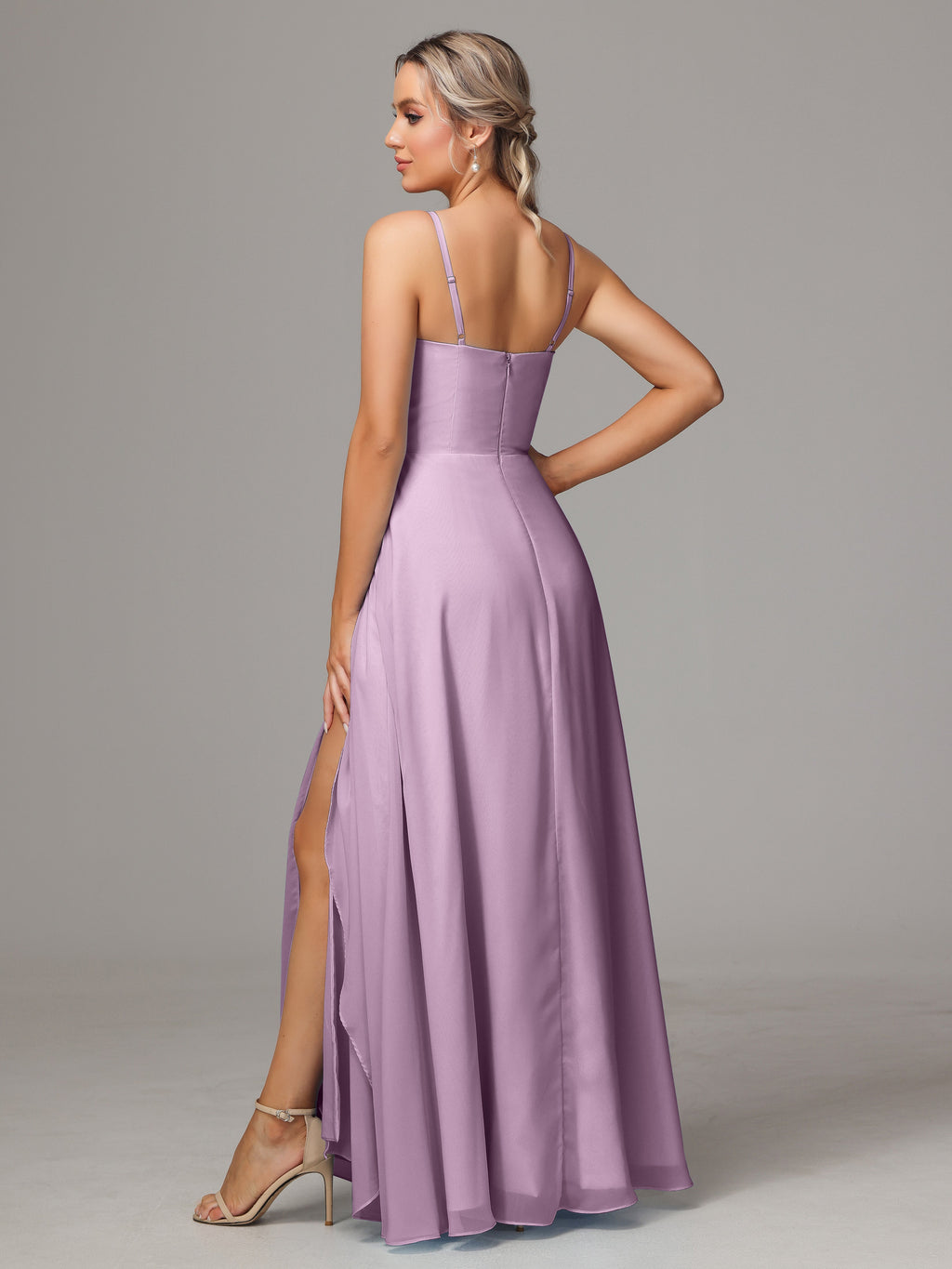 Spaghetti Straps Chiffon Bridesmaid Dress With Pockets