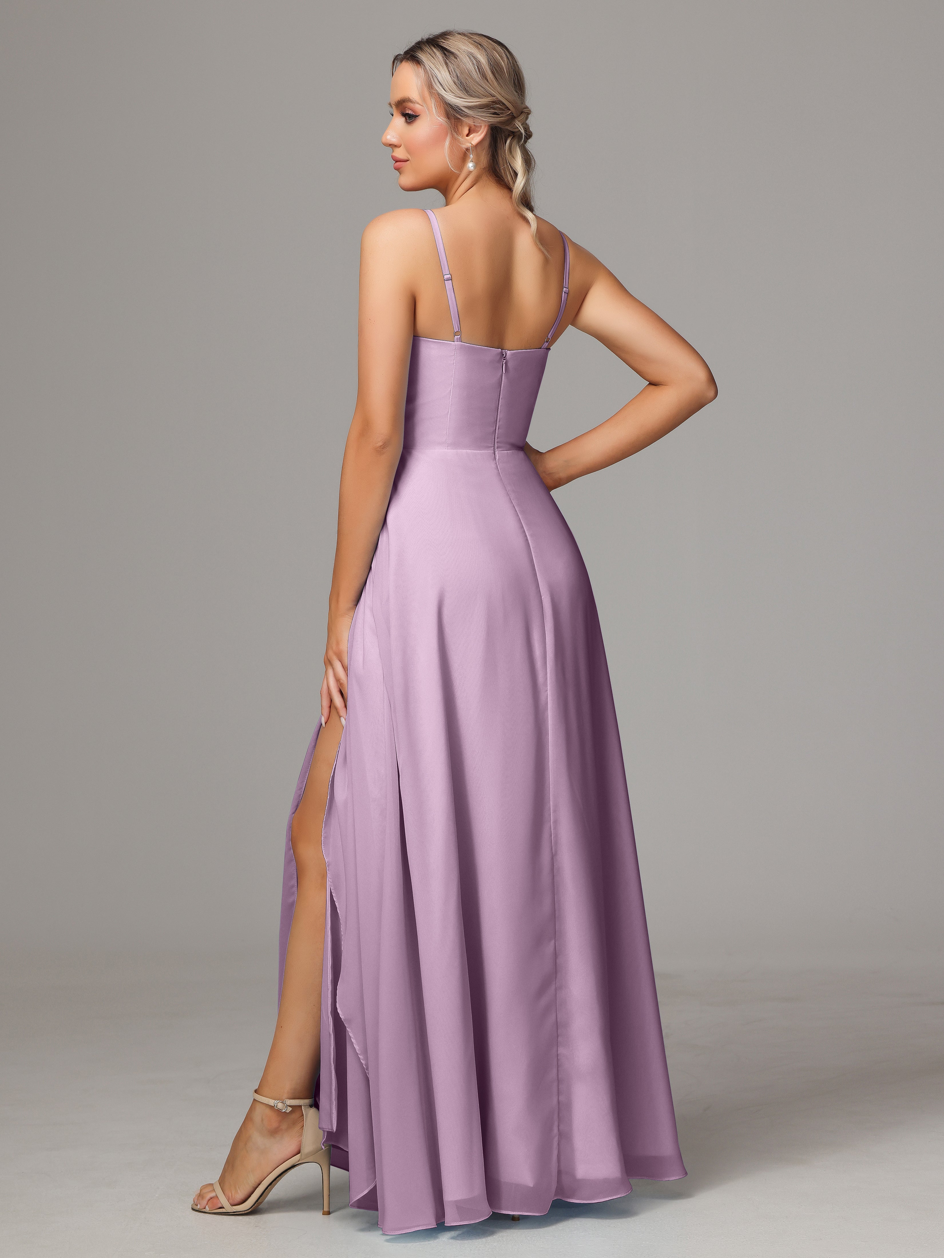 Spaghetti Straps Chiffon Bridesmaid Dress With Pockets