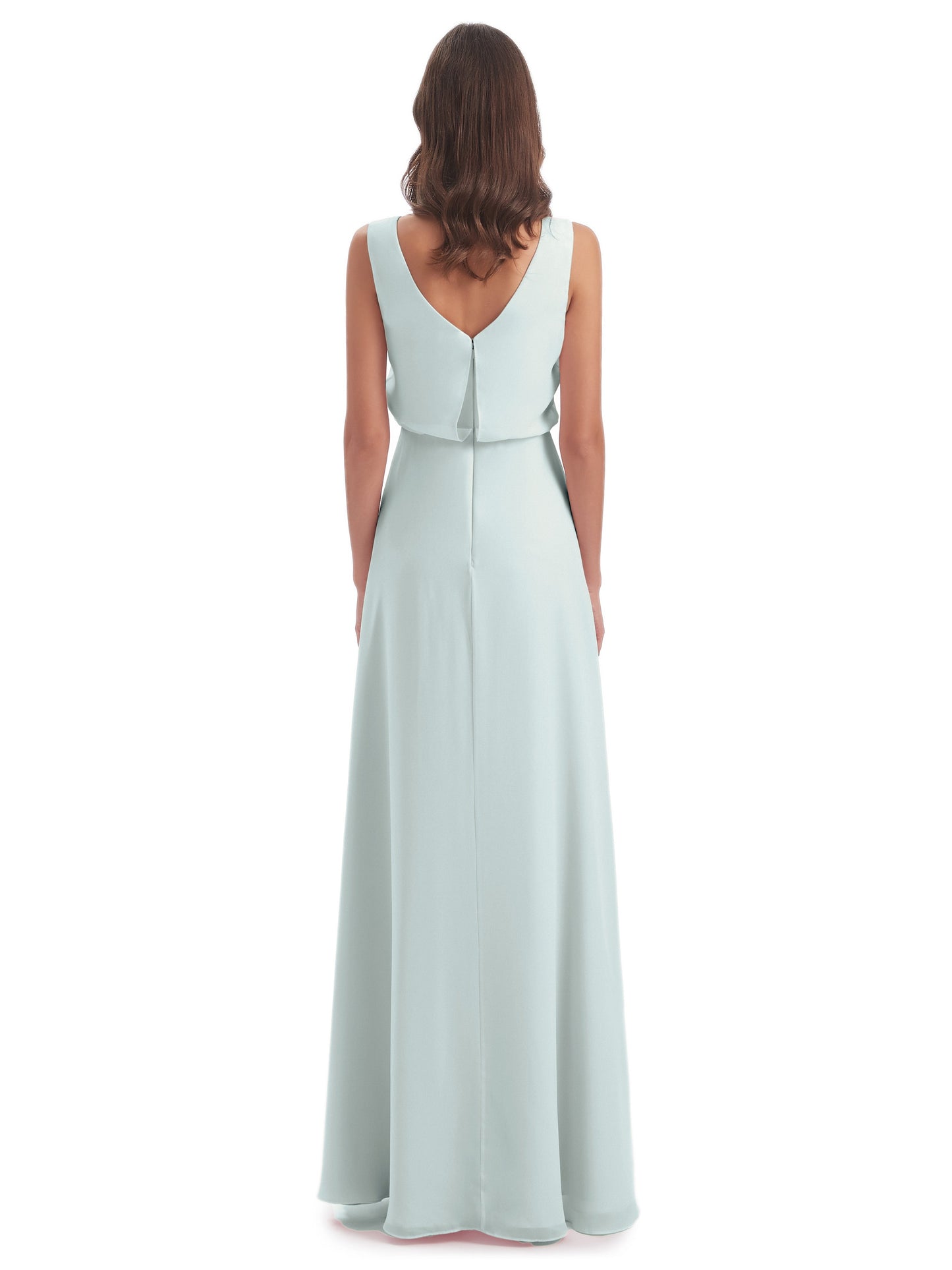 Layla Sheath Scoop V Back Chiffon Long Bridesmaid Dresses