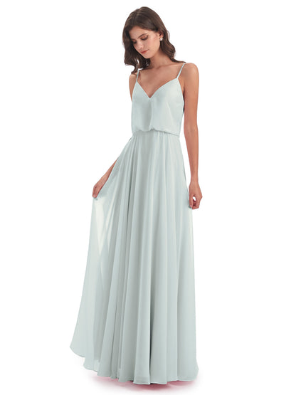 Leah Floor Length Spaghetti Straps Chiffon Bridesmaid Dresses