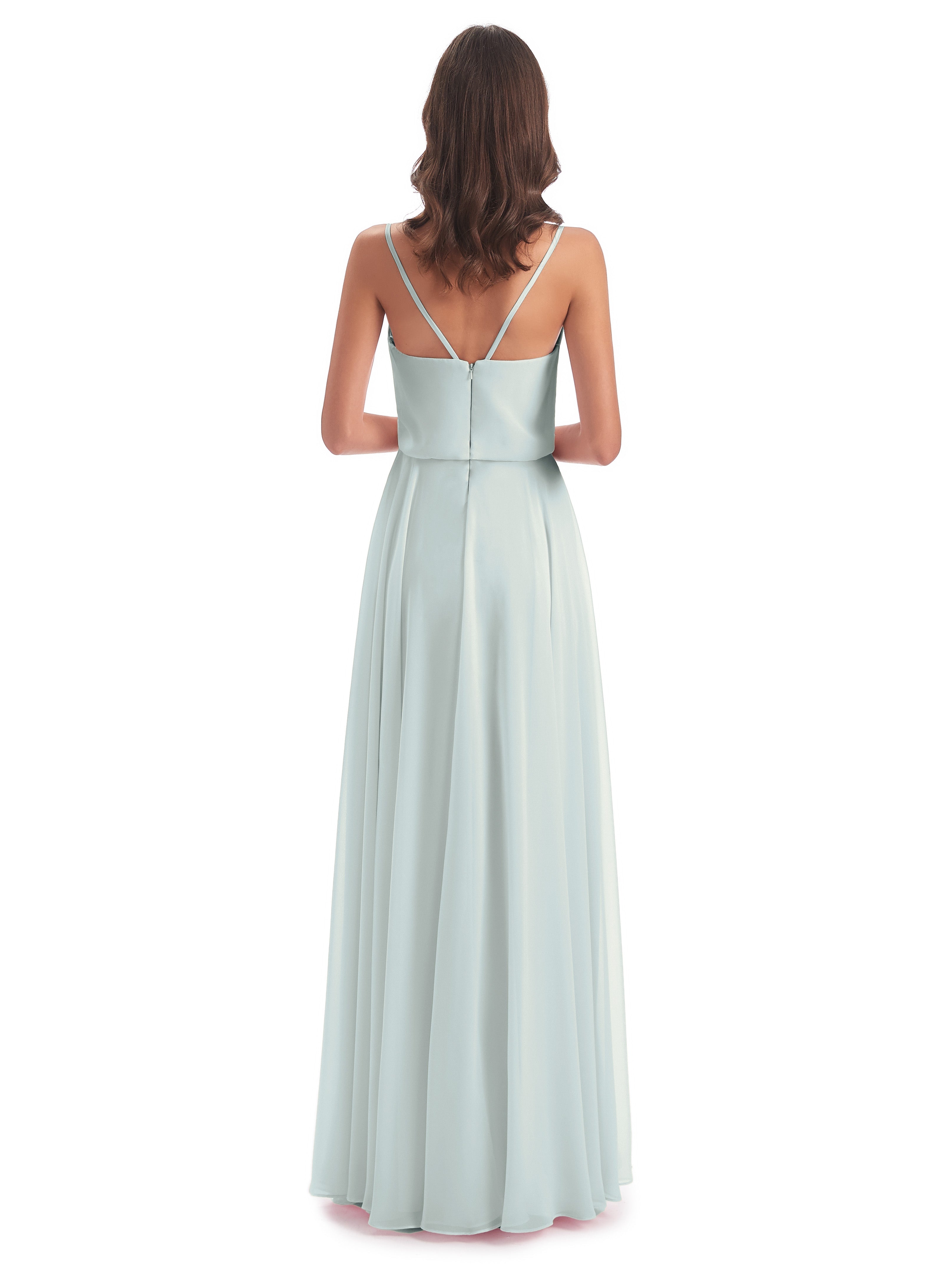 Leah Floor Length Spaghetti Straps Chiffon Bridesmaid Dresses