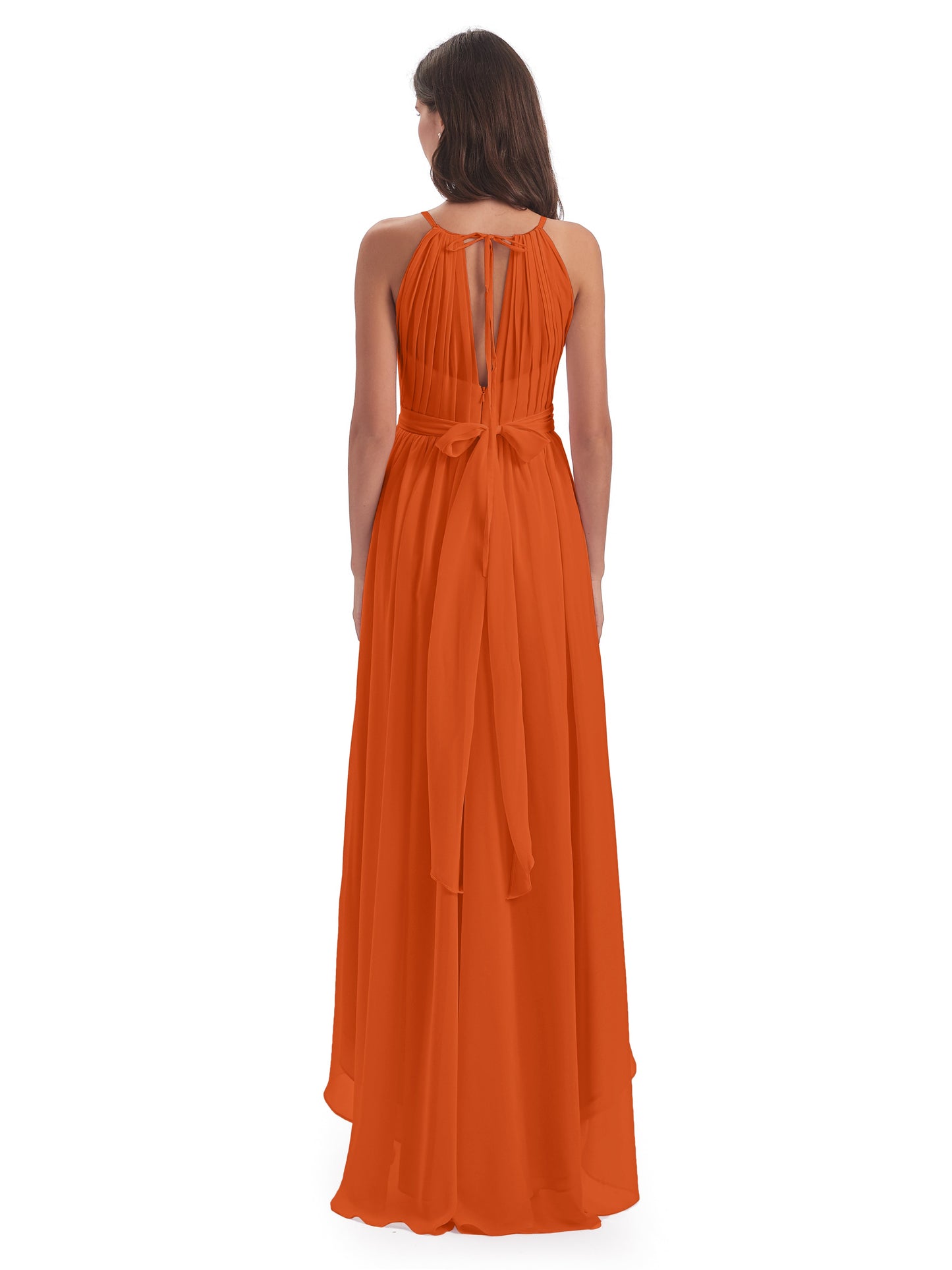 Oaklee Asymmetrical High Low Halter Chiffon Bridesmaid Dresses