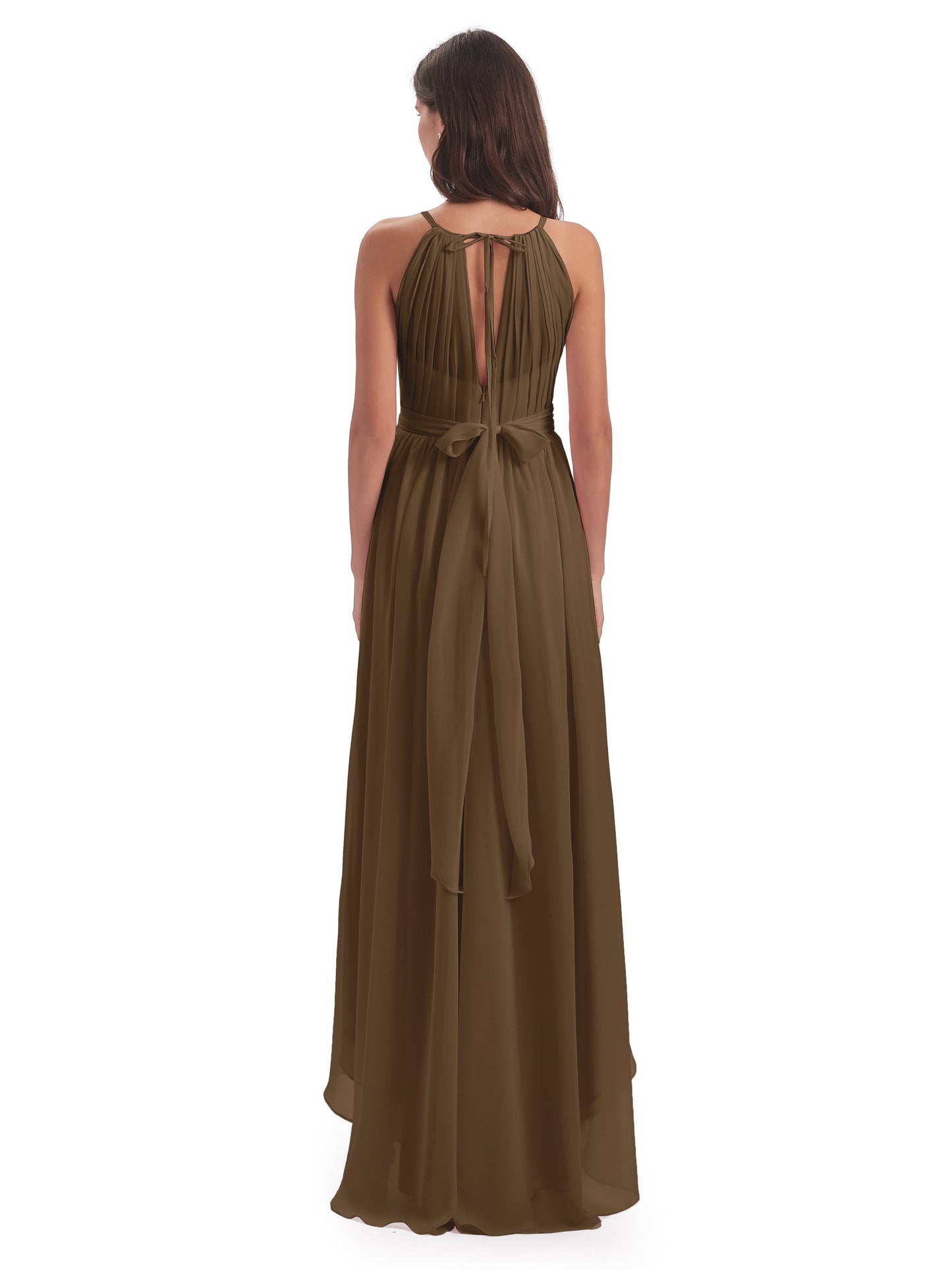 Oaklee Asymmetrical High Low Halter Chiffon Bridesmaid Dresses