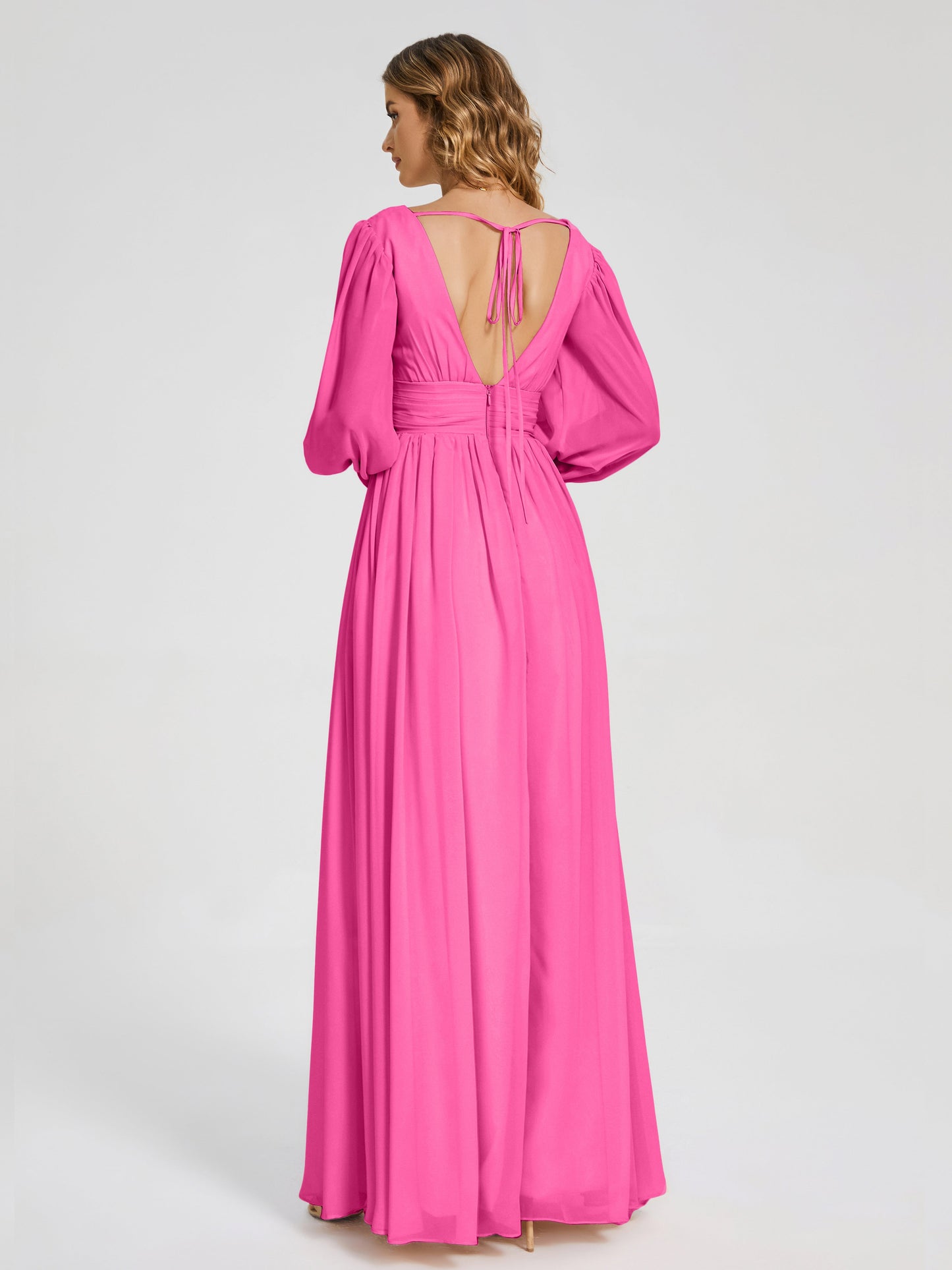 Journey Long Sleeves V-neck Bridesmaid Dress with Side Slit