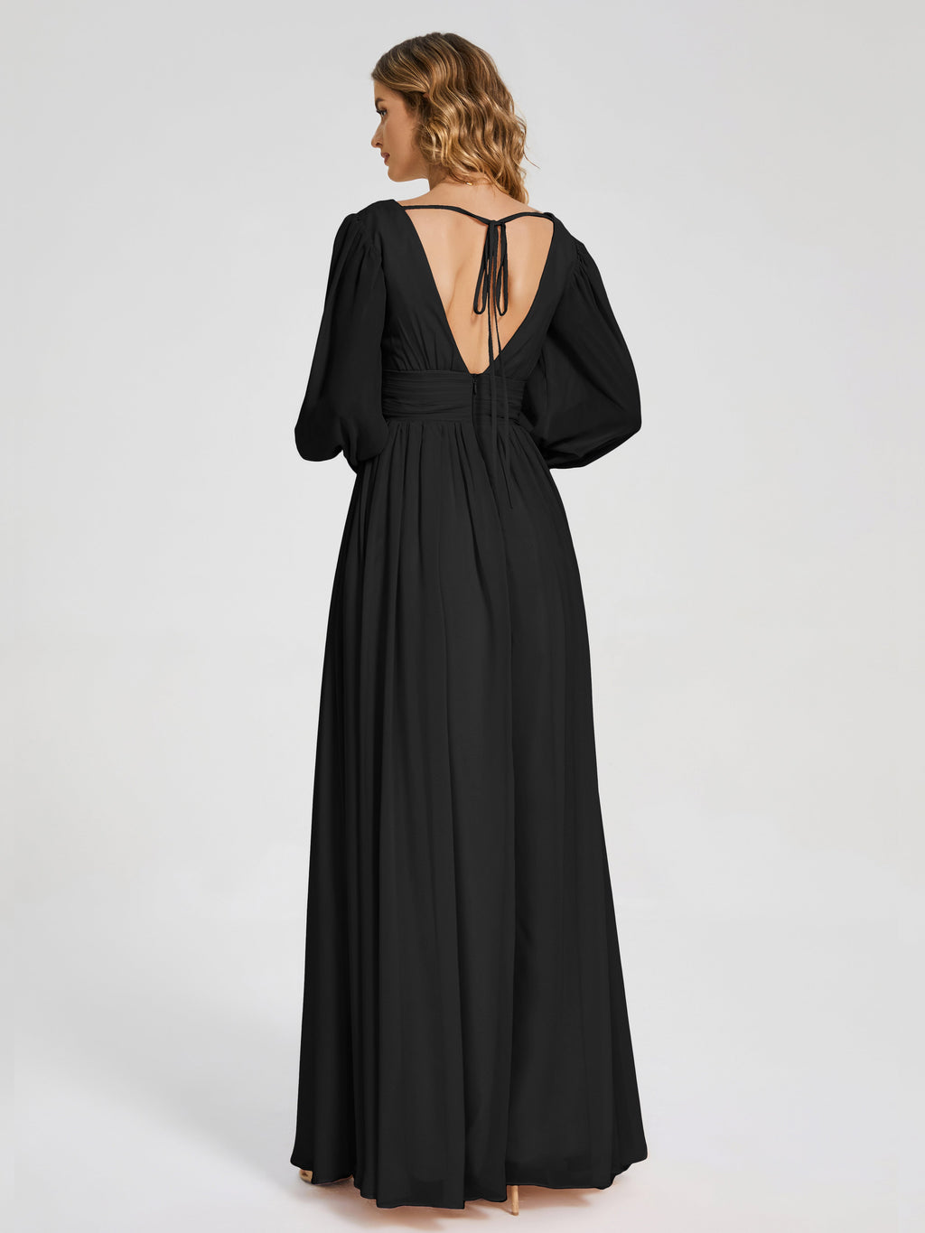 Journey Long Sleeves V-neck Bridesmaid Dress with Side Slit