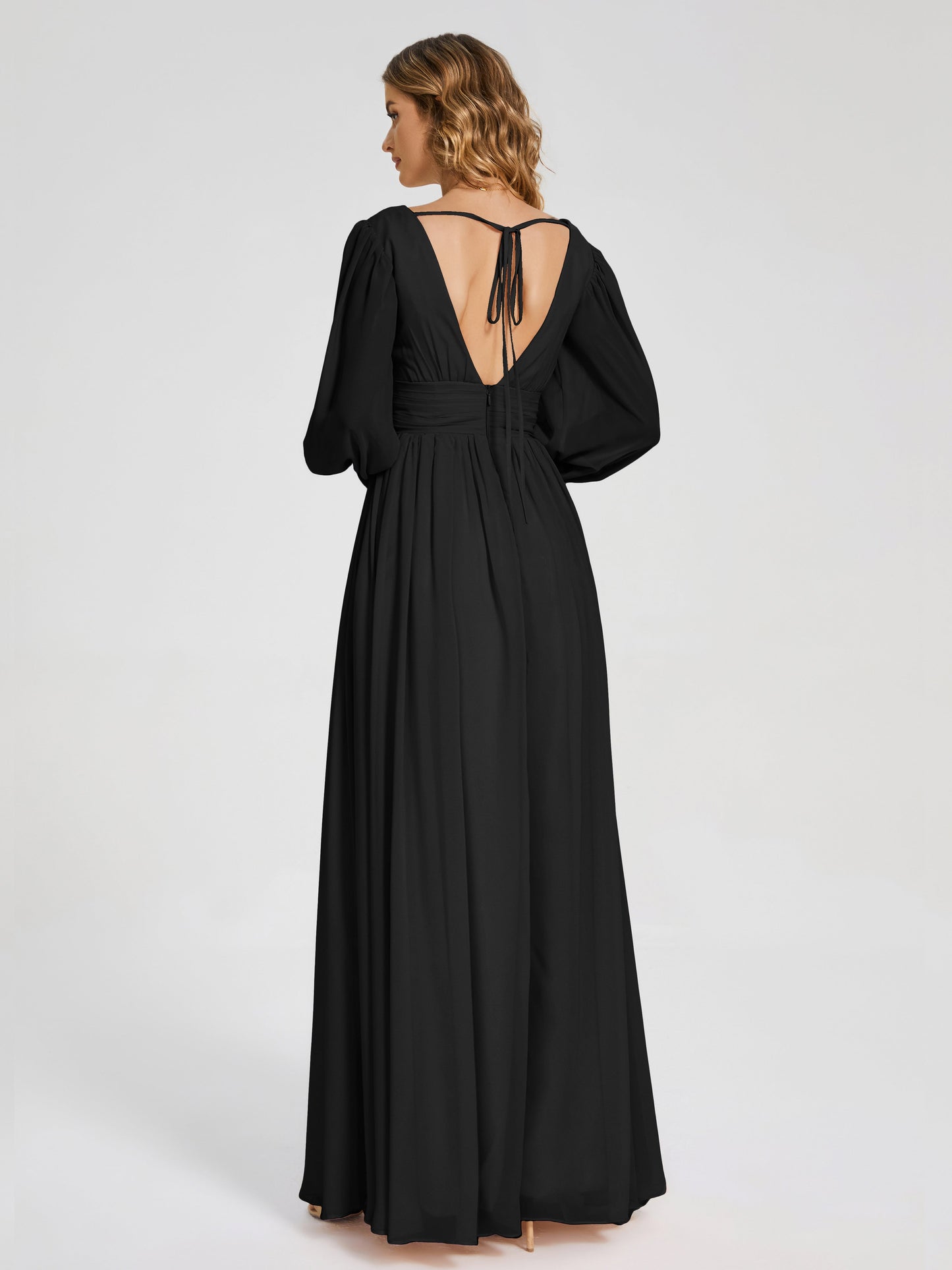 Journey Long Sleeves V-neck Bridesmaid Dress with Side Slit