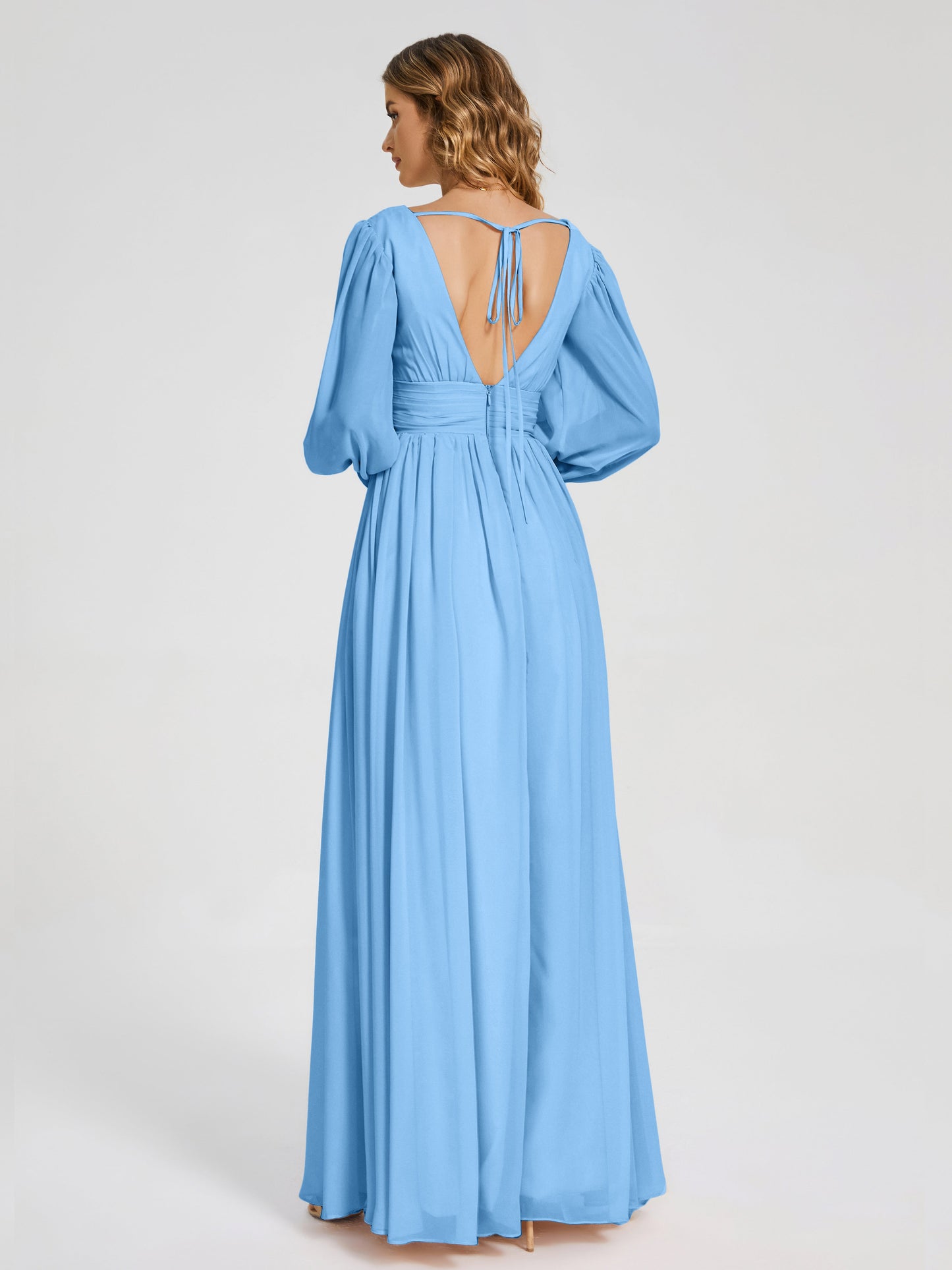 Journey Long Sleeves V-neck Bridesmaid Dress with Side Slit
