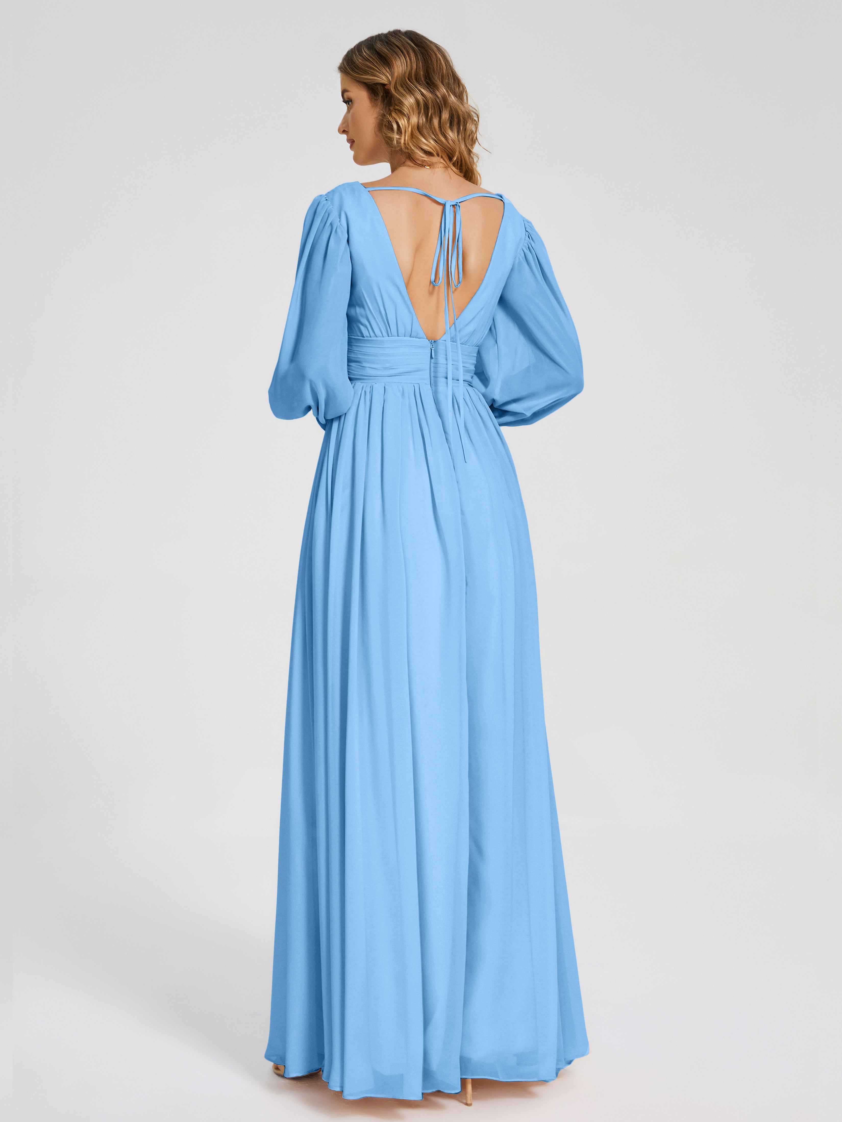 Journey Long Sleeves V-neck Bridesmaid Dress with Side Slit