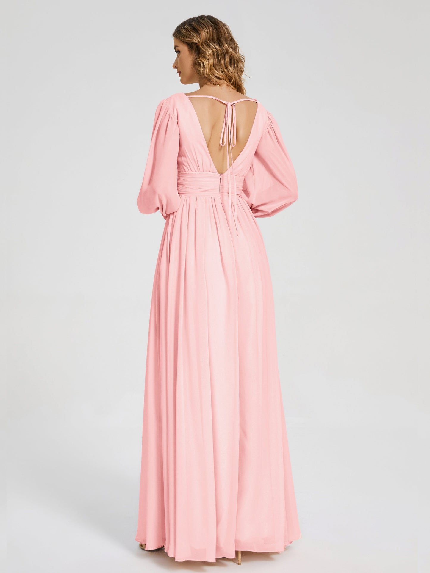 Journey Long Sleeves V-neck Bridesmaid Dress with Side Slit