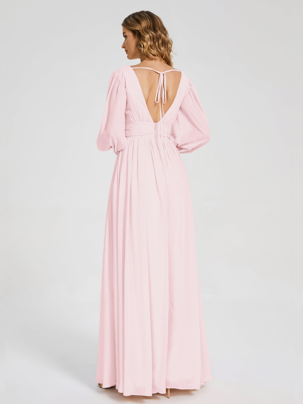 Journey Long Sleeves V-neck Bridesmaid Dress with Side Slit