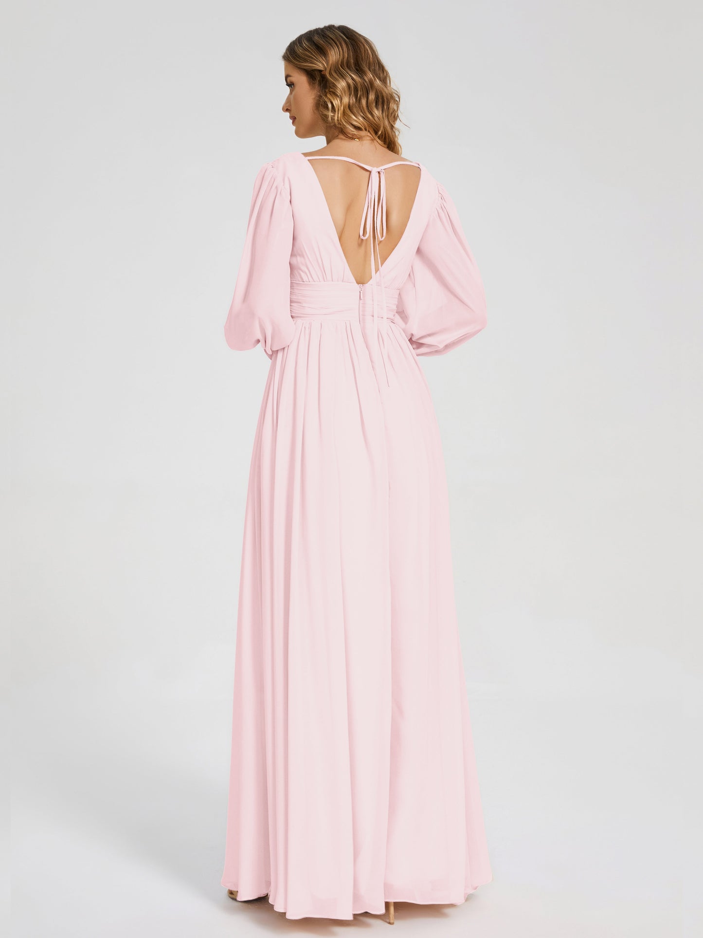 Journey Long Sleeves V-neck Bridesmaid Dress with Side Slit