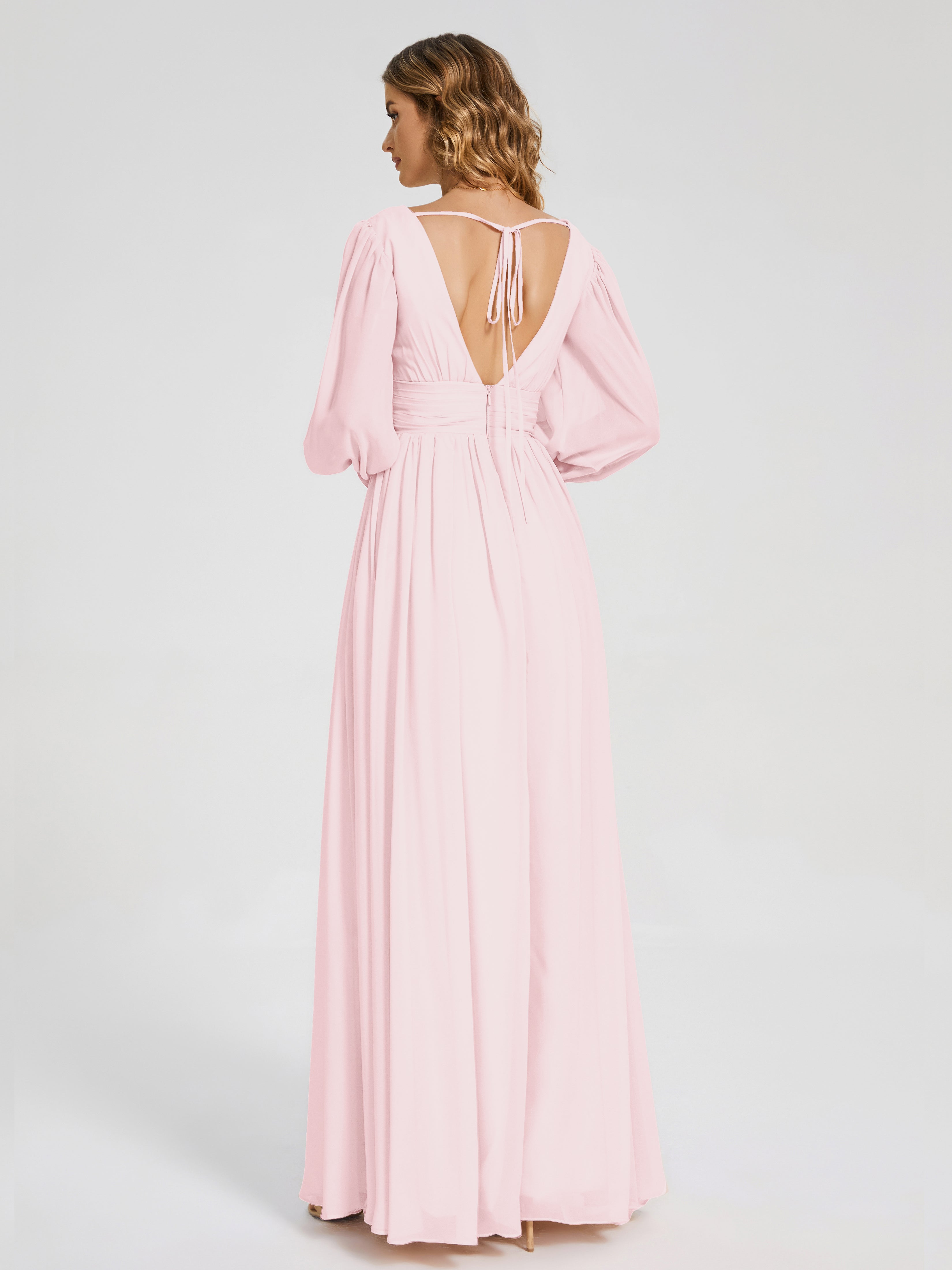 Journey Long Sleeves V-neck Bridesmaid Dress with Side Slit