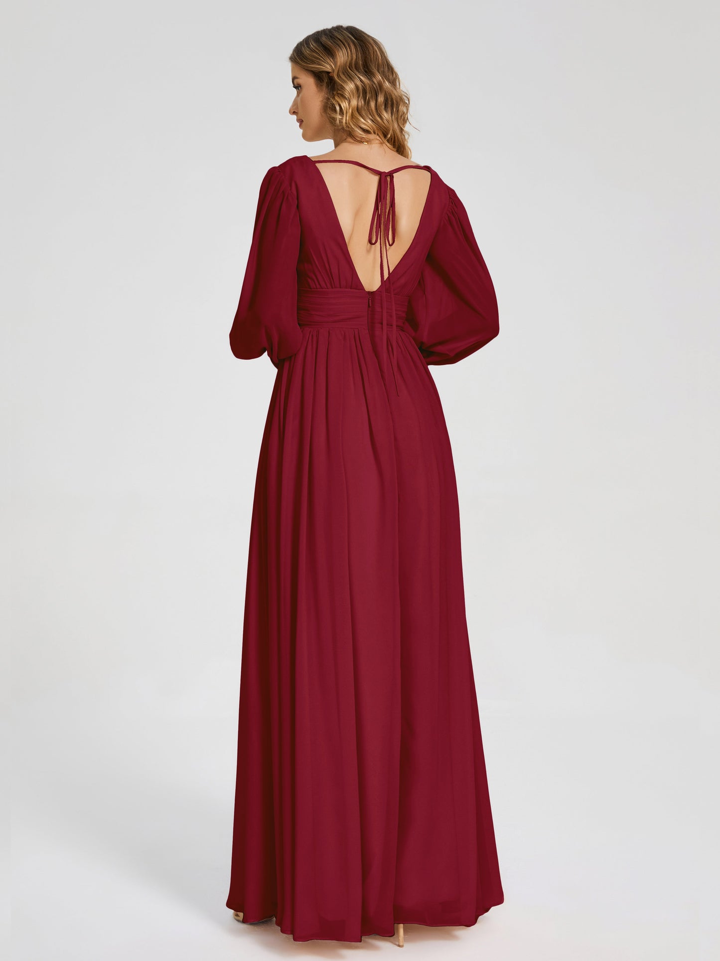 Journey Long Sleeves V-neck Bridesmaid Dress with Side Slit