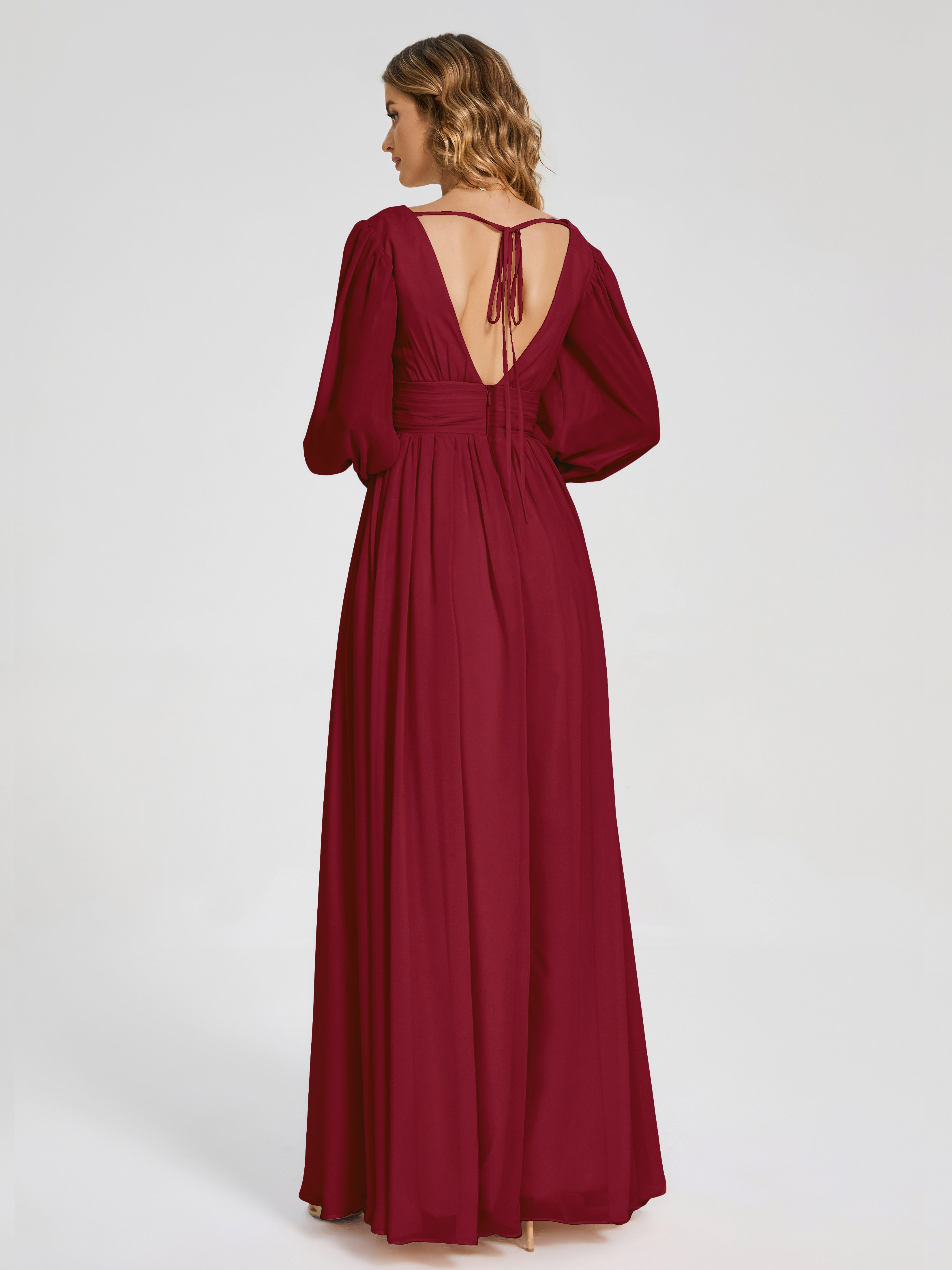 Journey Long Sleeves V-neck Bridesmaid Dress with Side Slit