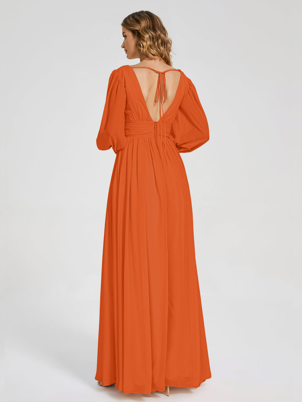 Journey Long Sleeves V-neck Bridesmaid Dress with Side Slit