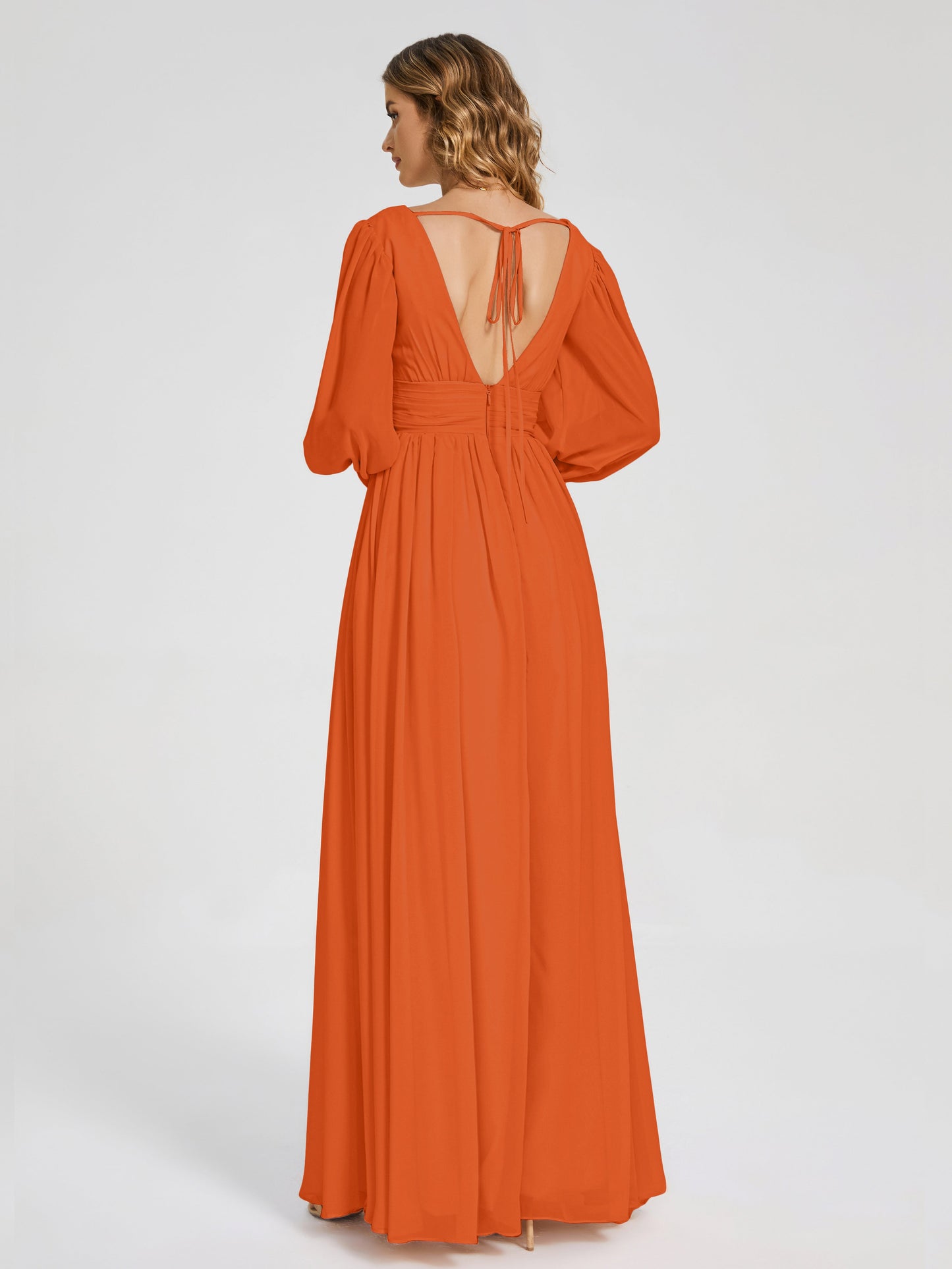 Journey Long Sleeves V-neck Bridesmaid Dress with Side Slit