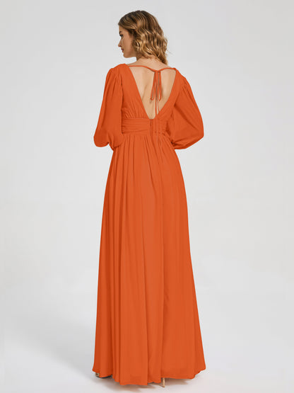 Journey Long Sleeves V-neck Bridesmaid Dress with Side Slit