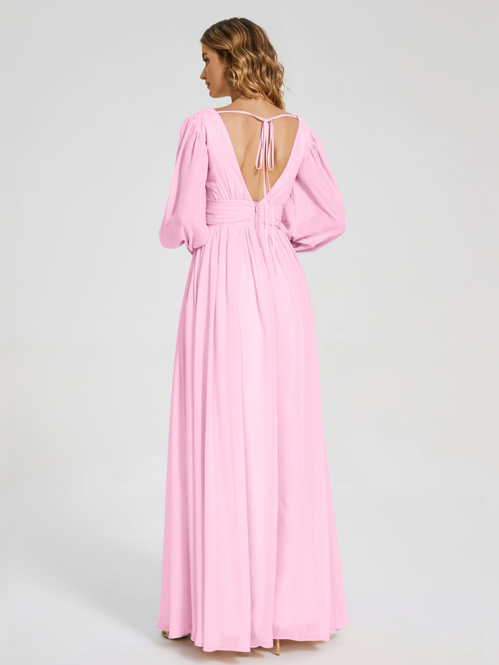 Journey Long Sleeves V-neck Bridesmaid Dress with Side Slit