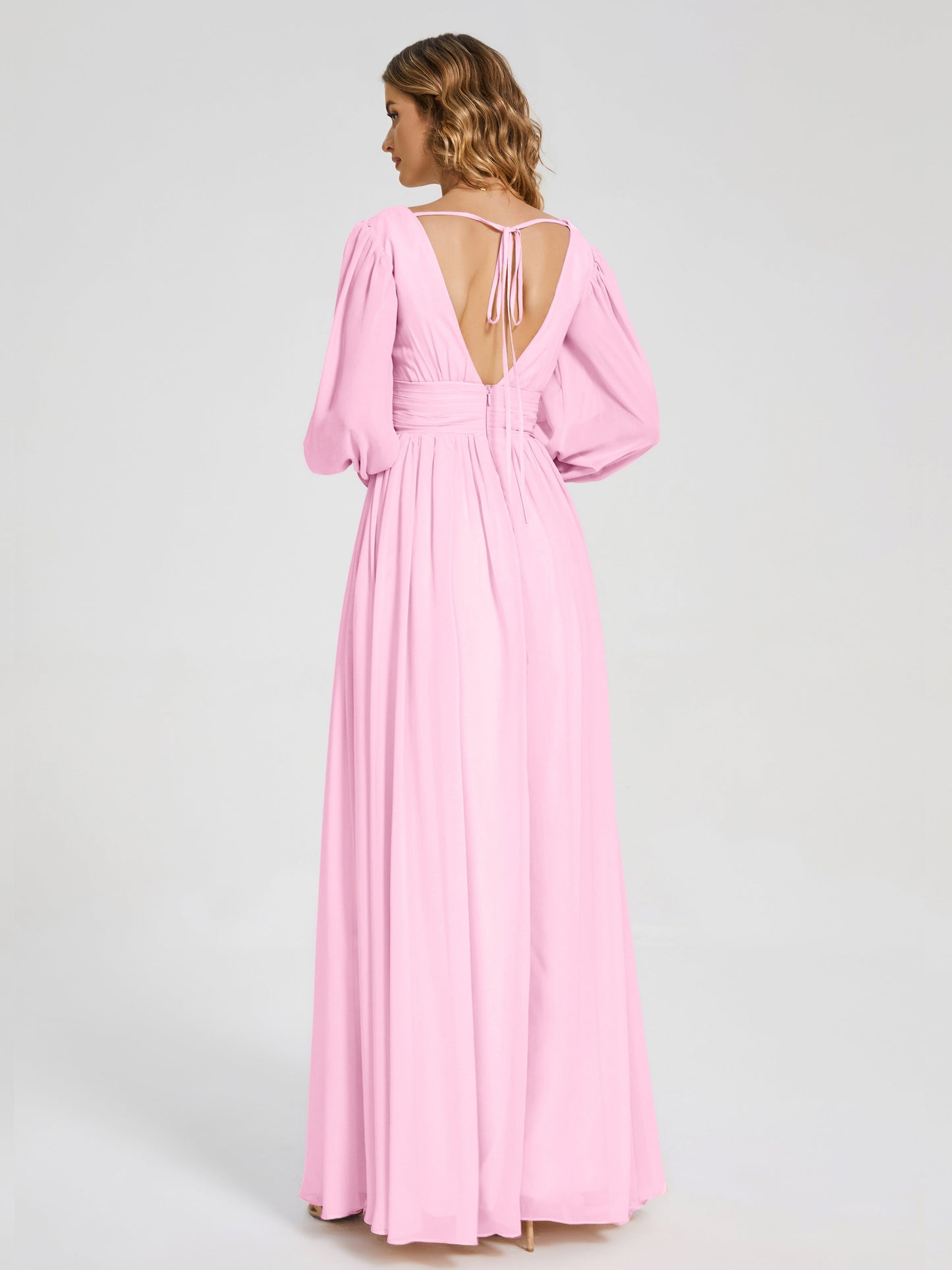 Journey Long Sleeves V-neck Bridesmaid Dress with Side Slit