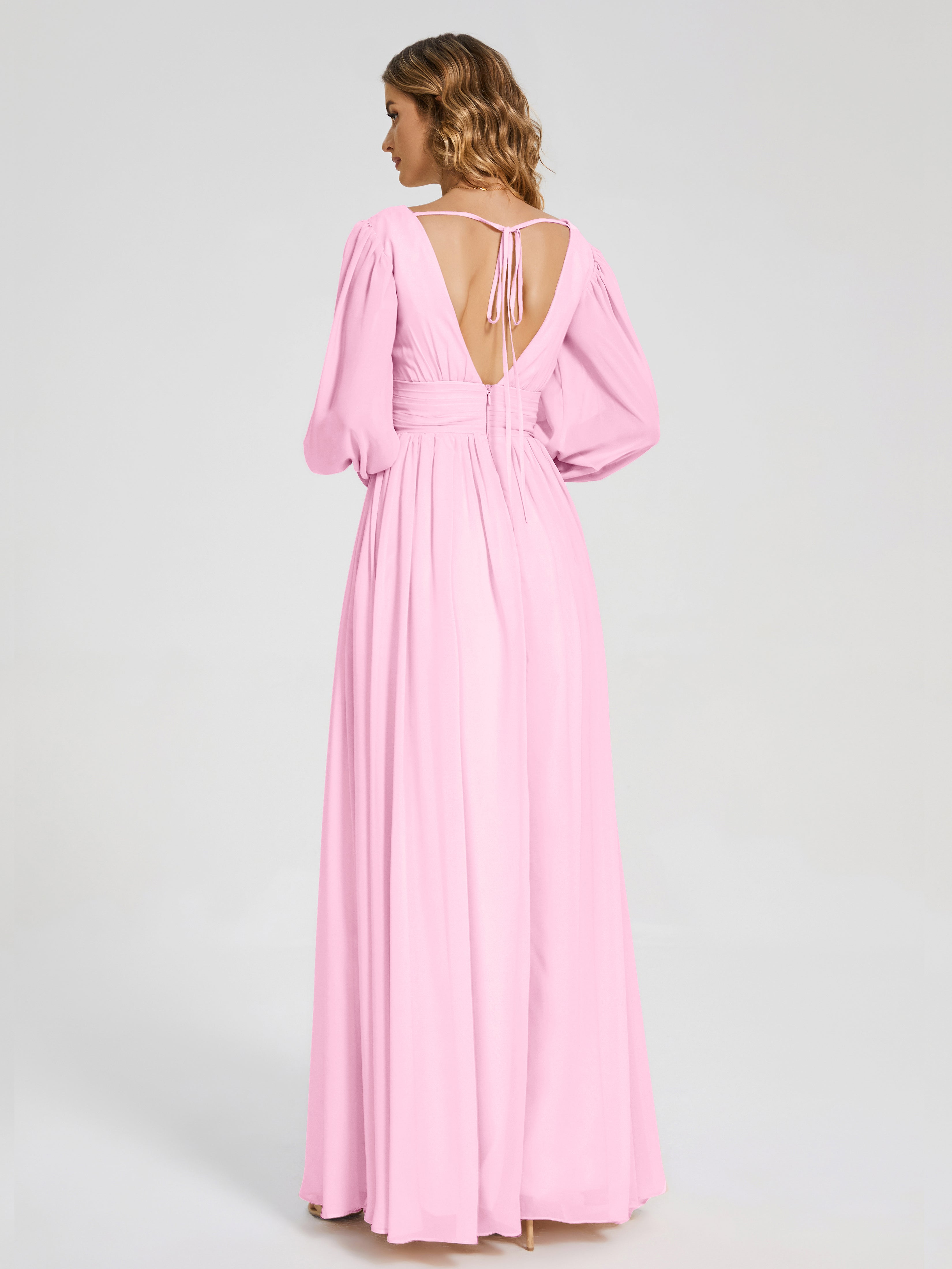 Journey Long Sleeves V-neck Bridesmaid Dress with Side Slit