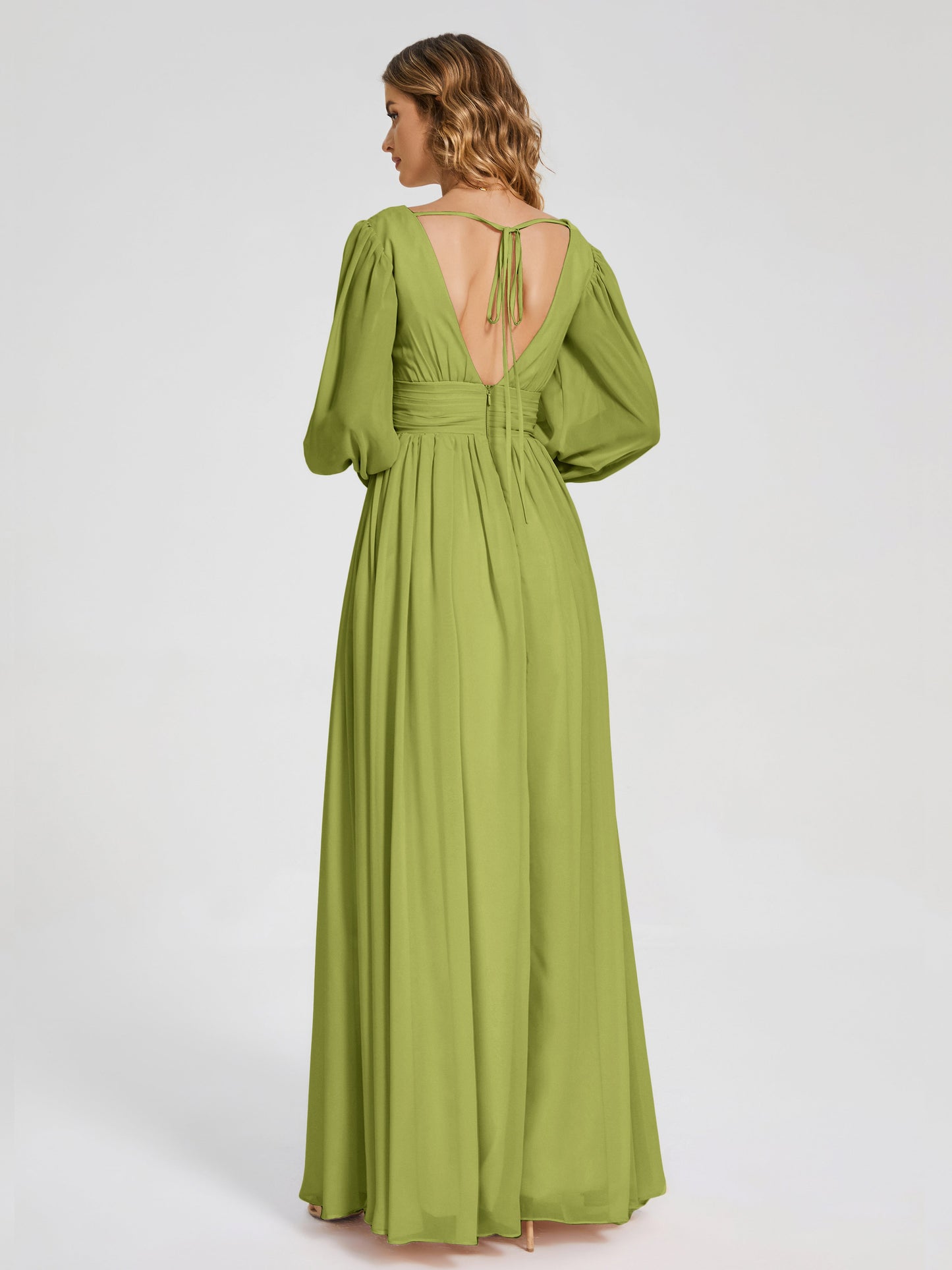 Journey Long Sleeves V-neck Bridesmaid Dress with Side Slit