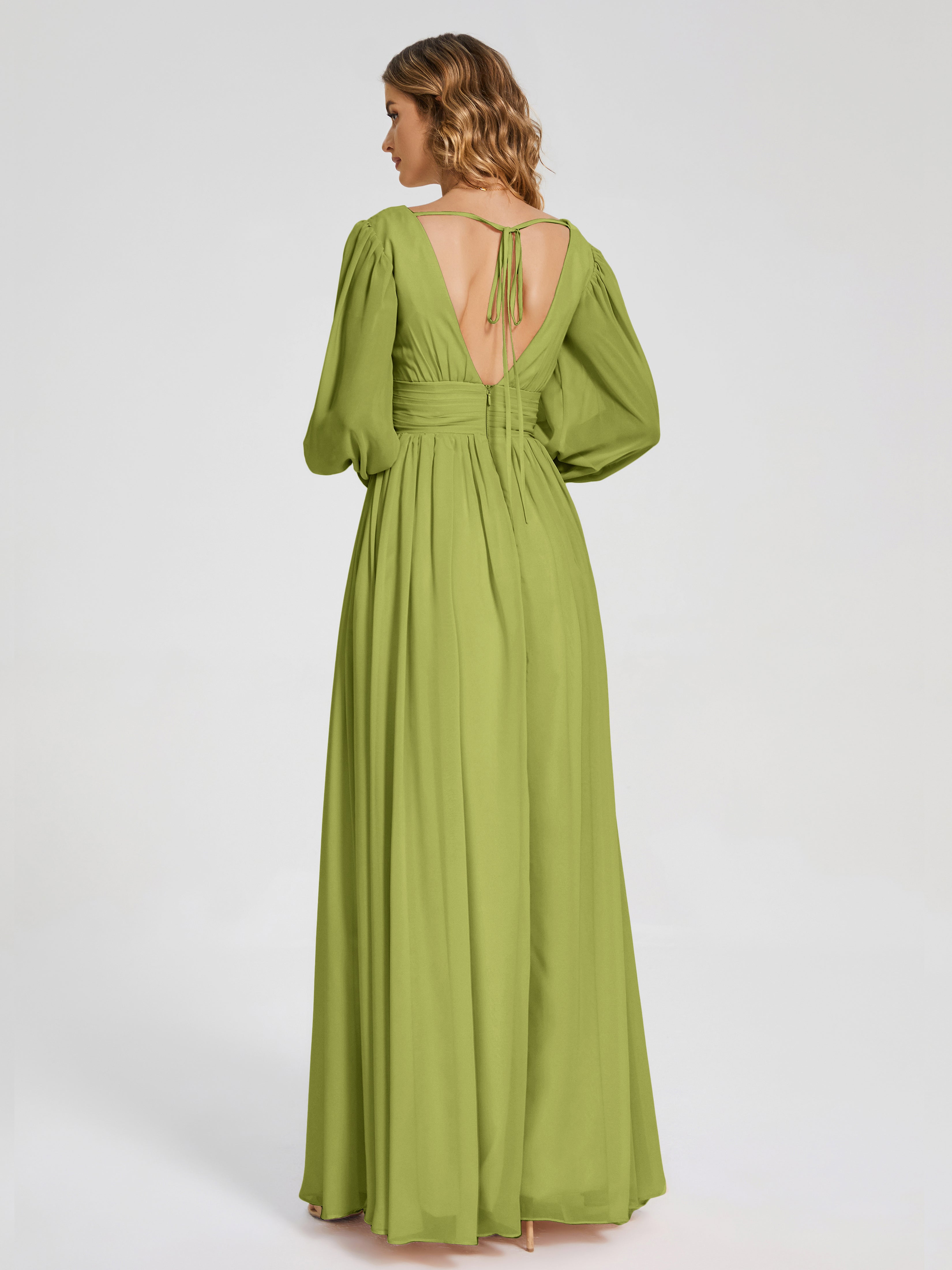 Journey Long Sleeves V-neck Bridesmaid Dress with Side Slit