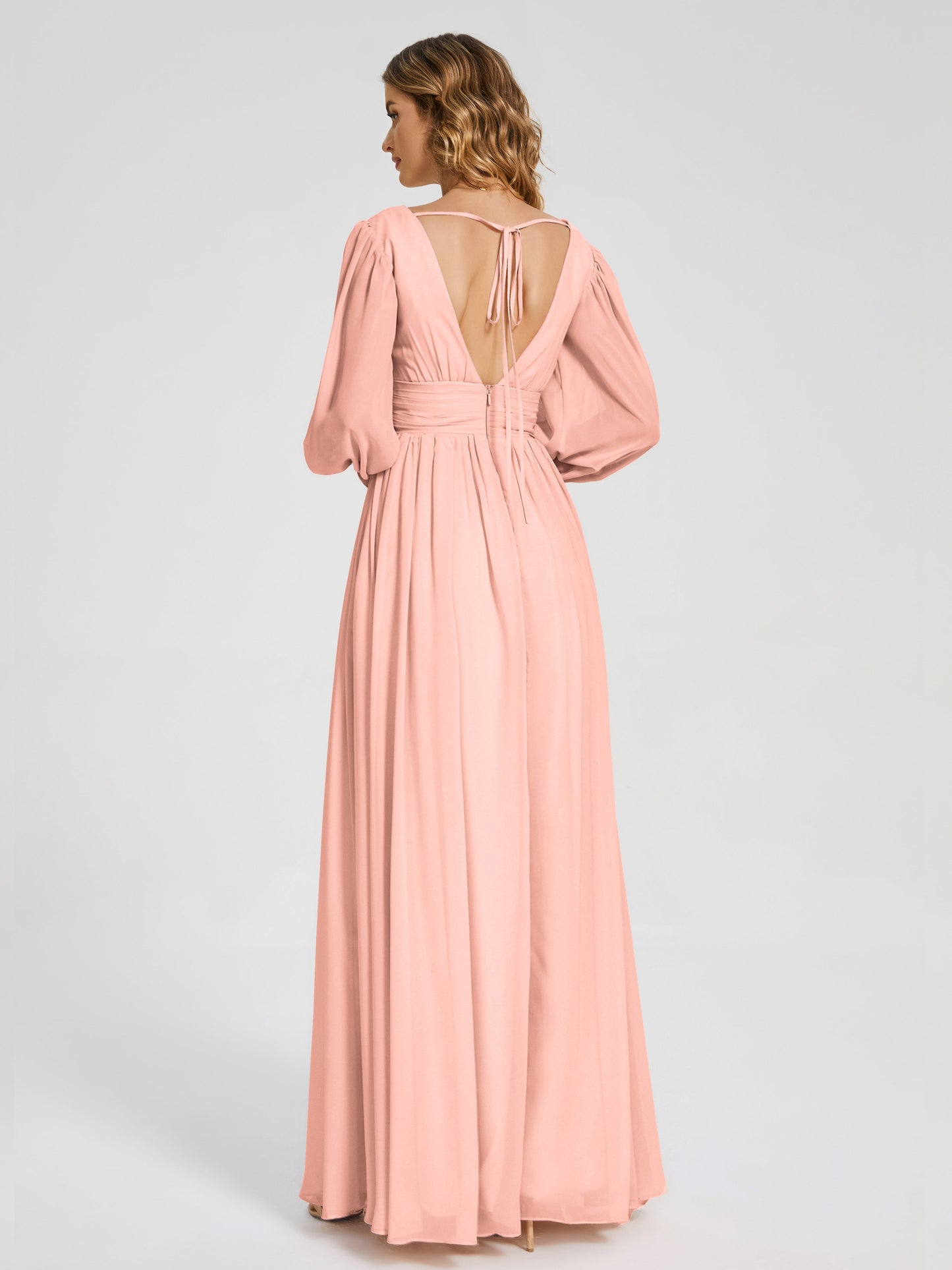 Journey Long Sleeves V-neck Bridesmaid Dress with Side Slit