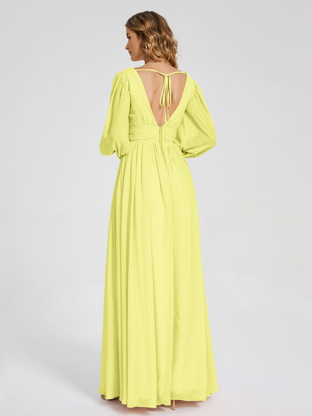 Journey Long Sleeves V-neck Bridesmaid Dress with Side Slit
