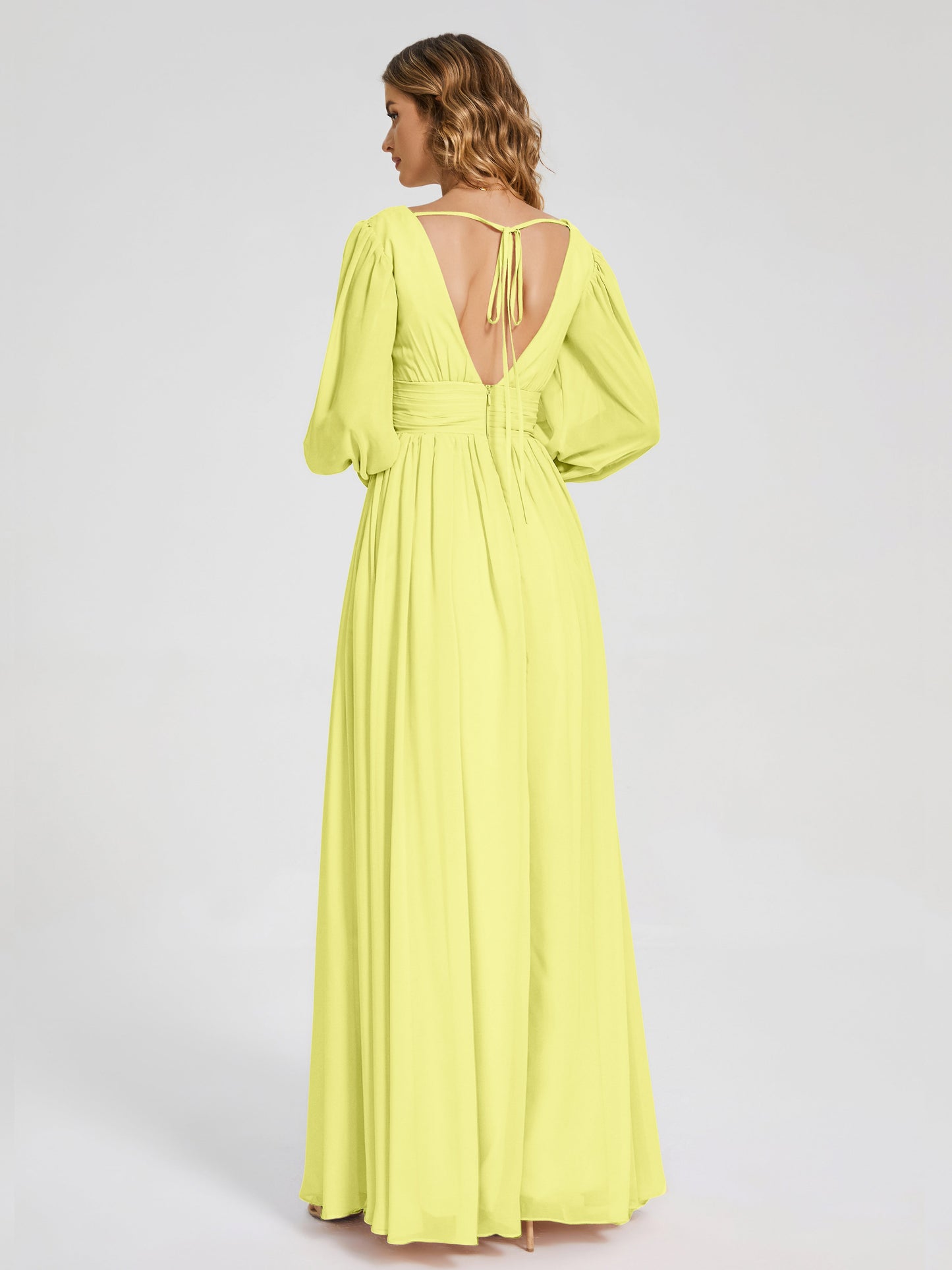 Journey Long Sleeves V-neck Bridesmaid Dress with Side Slit