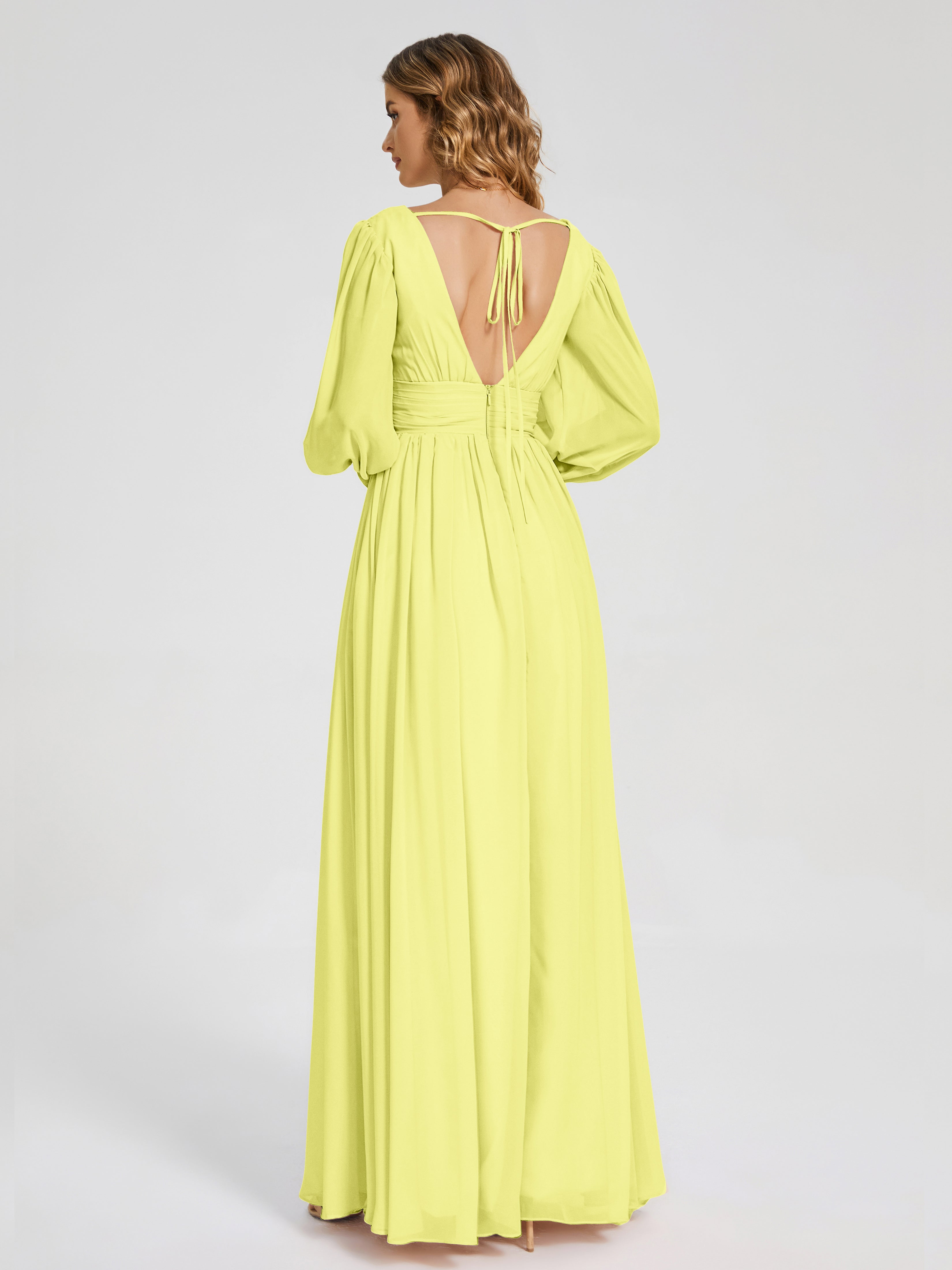 Journey Long Sleeves V-neck Bridesmaid Dress with Side Slit