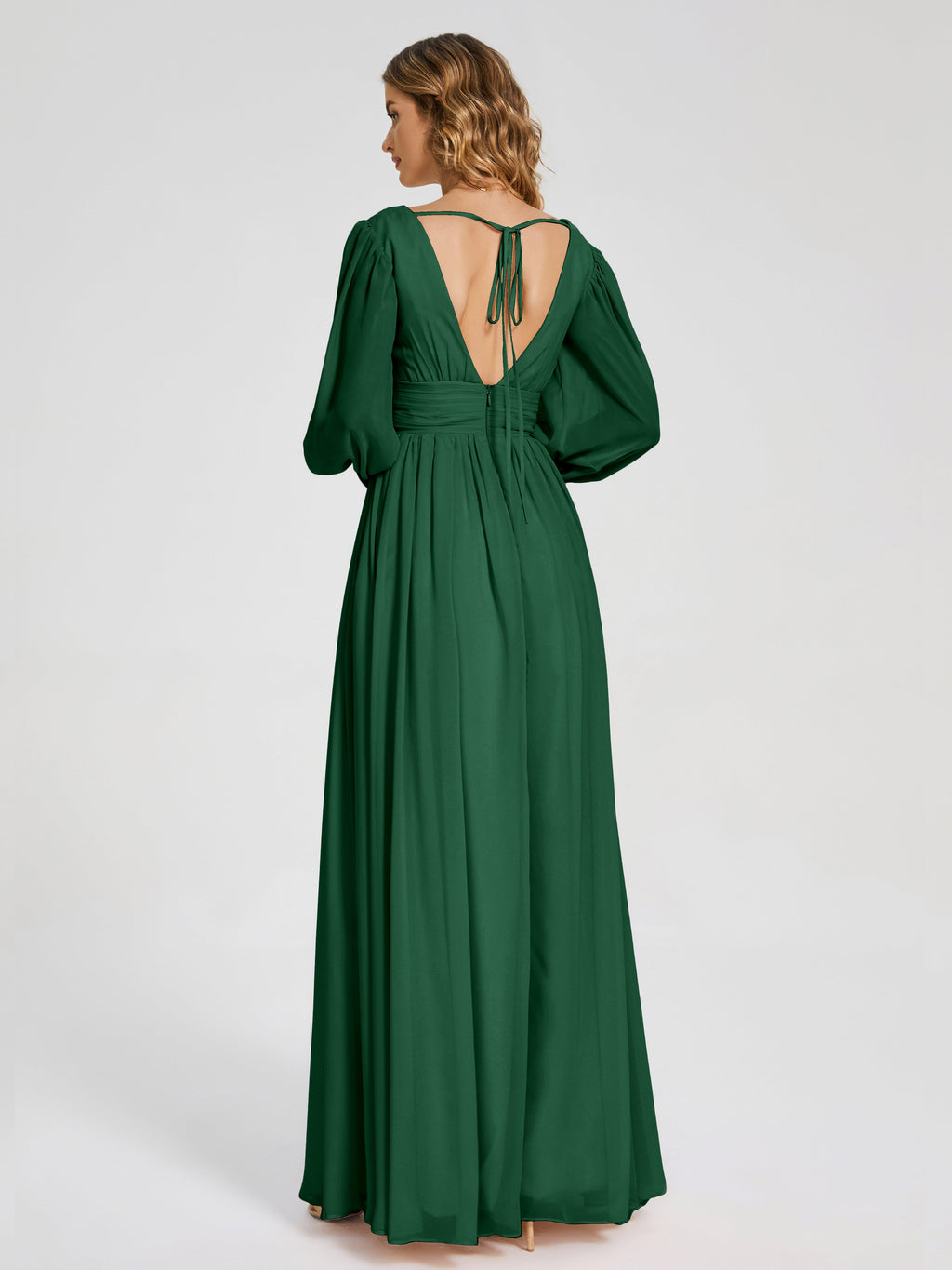 Journey Long Sleeves V-neck Bridesmaid Dress with Side Slit