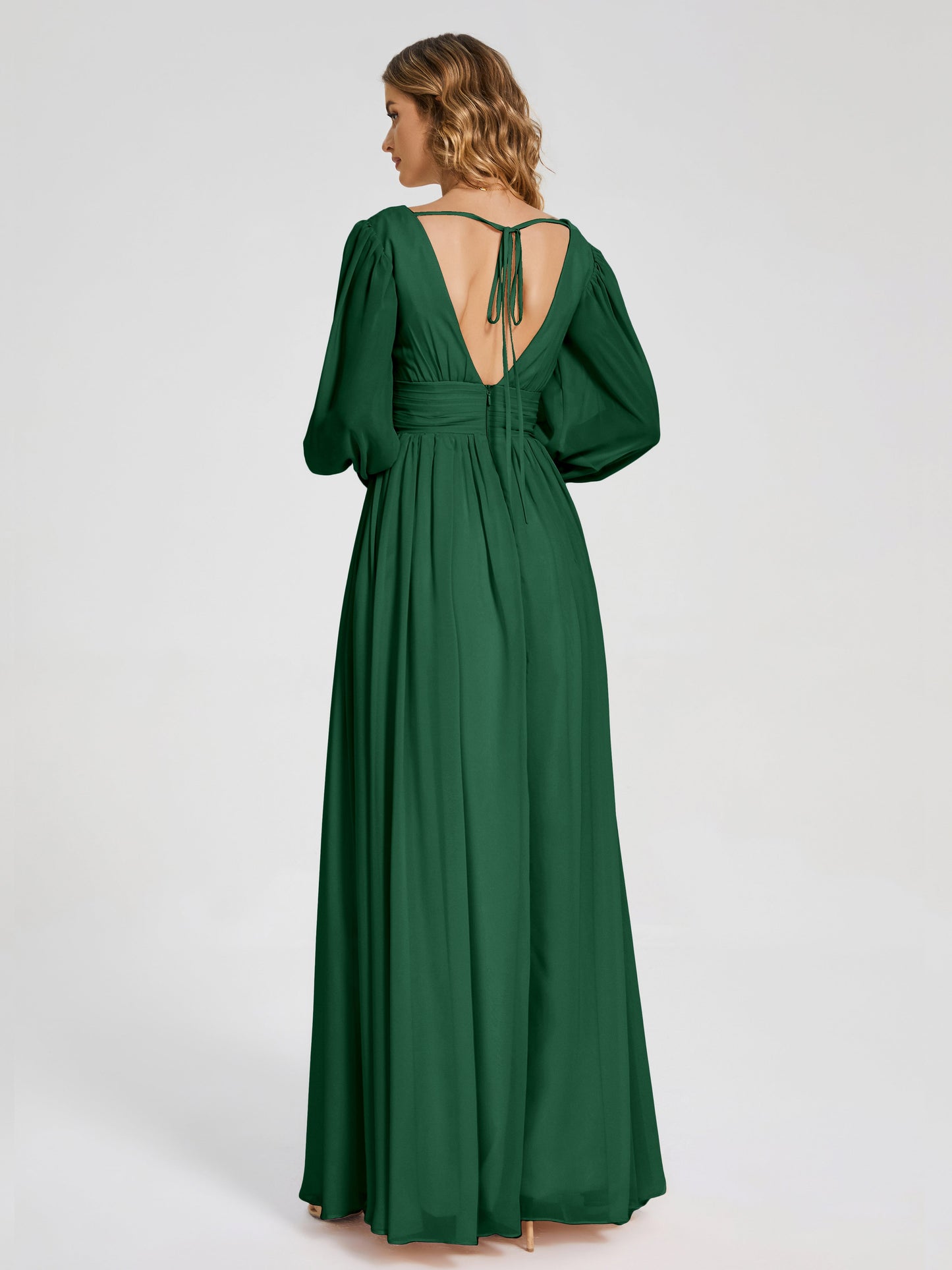 Journey Long Sleeves V-neck Bridesmaid Dress with Side Slit