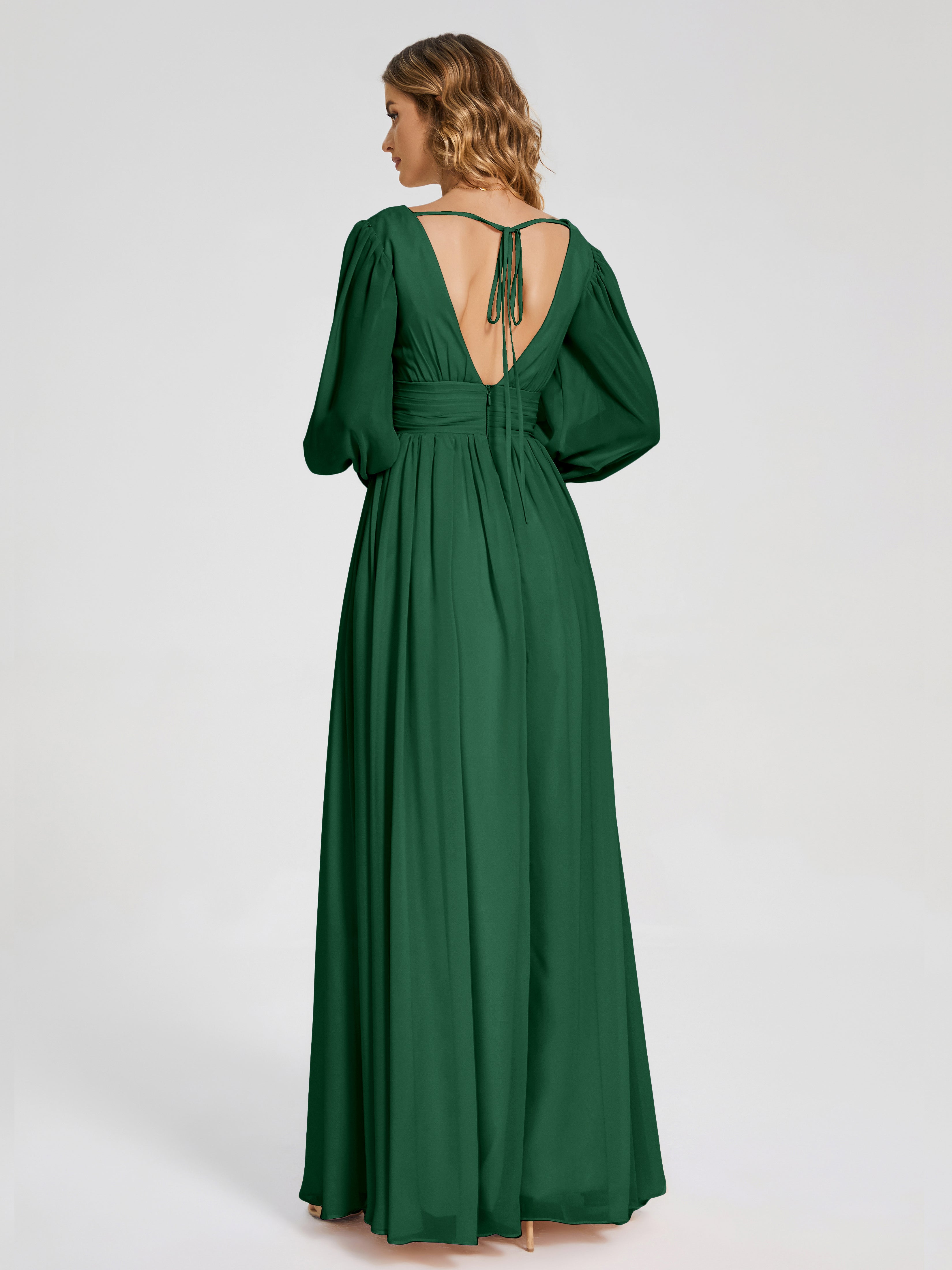 Journey Long Sleeves V-neck Bridesmaid Dress with Side Slit