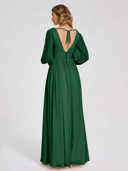 Journey Long Sleeves V-neck Bridesmaid Dress with Side Slit